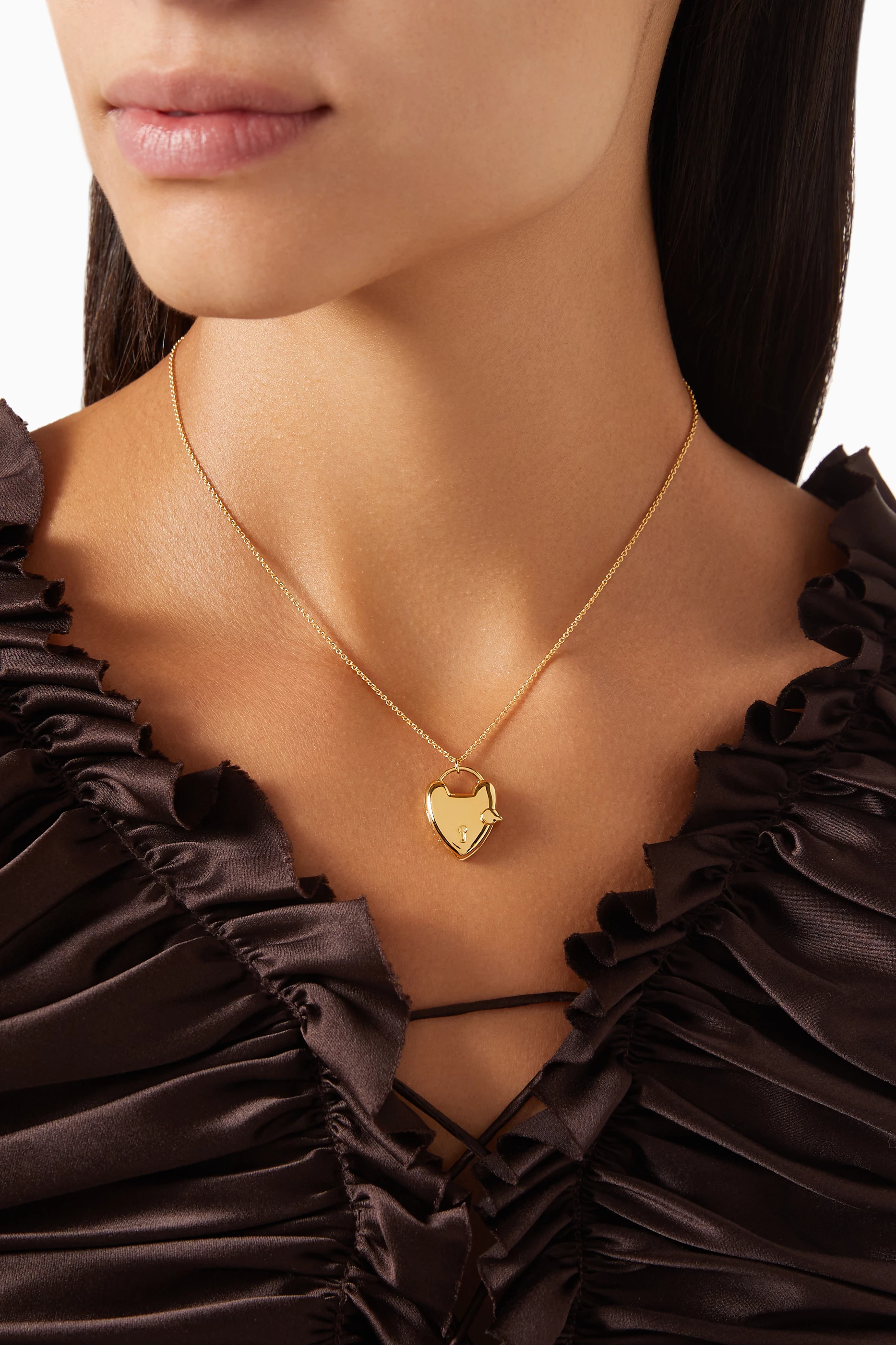 Buy Astley Clarke Gold Gold Biography Heart Locket Necklace in 18kt Gold Vermeil for Women in UAE Ounass
