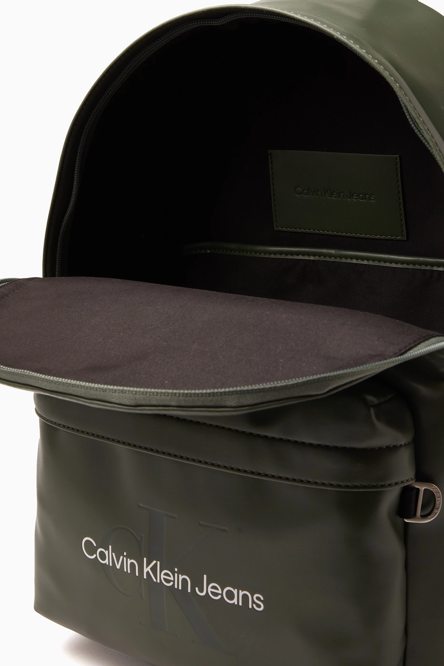 Buy Calvin Klein Jeans Green Logo Backpack in Polyutherane for Men