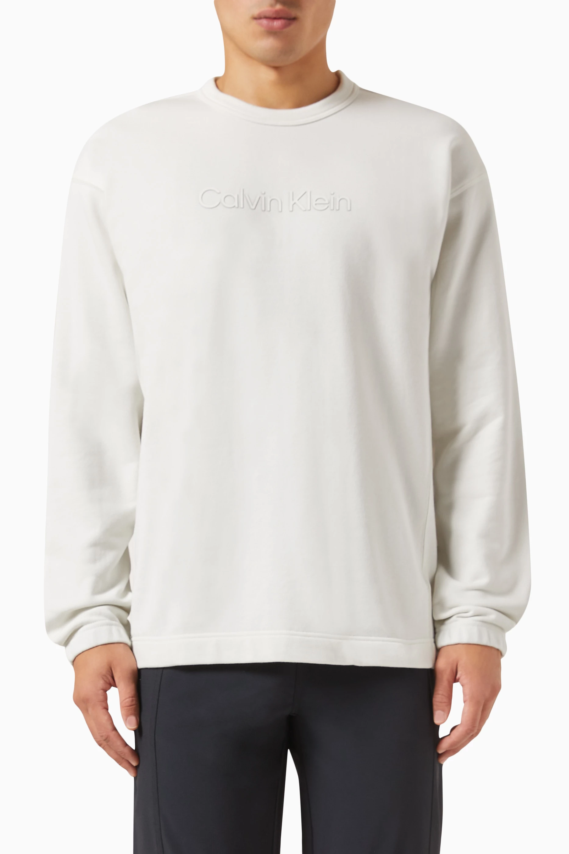 Calvin klein white crew neck online