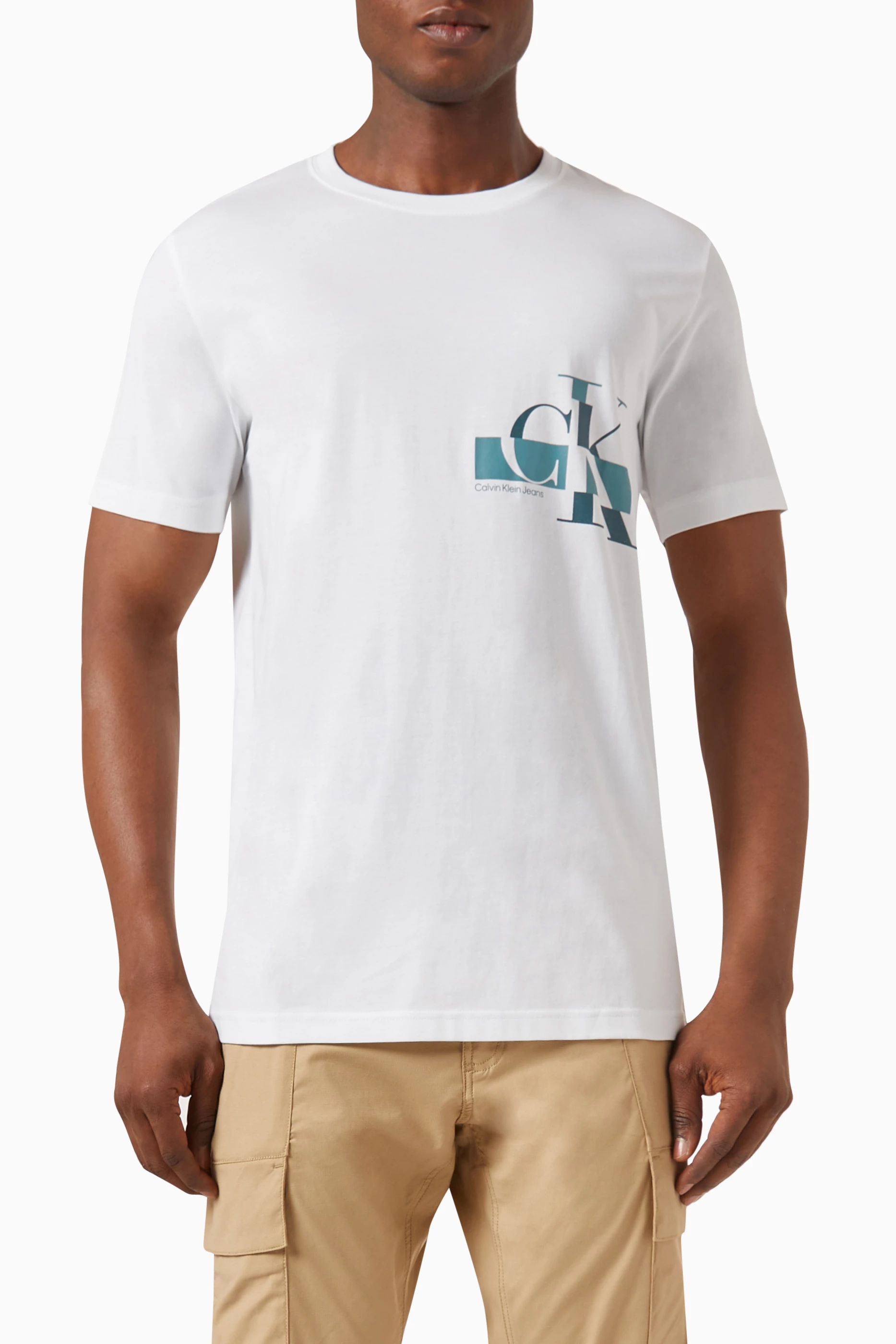 Calvin klein white online t shirt mens