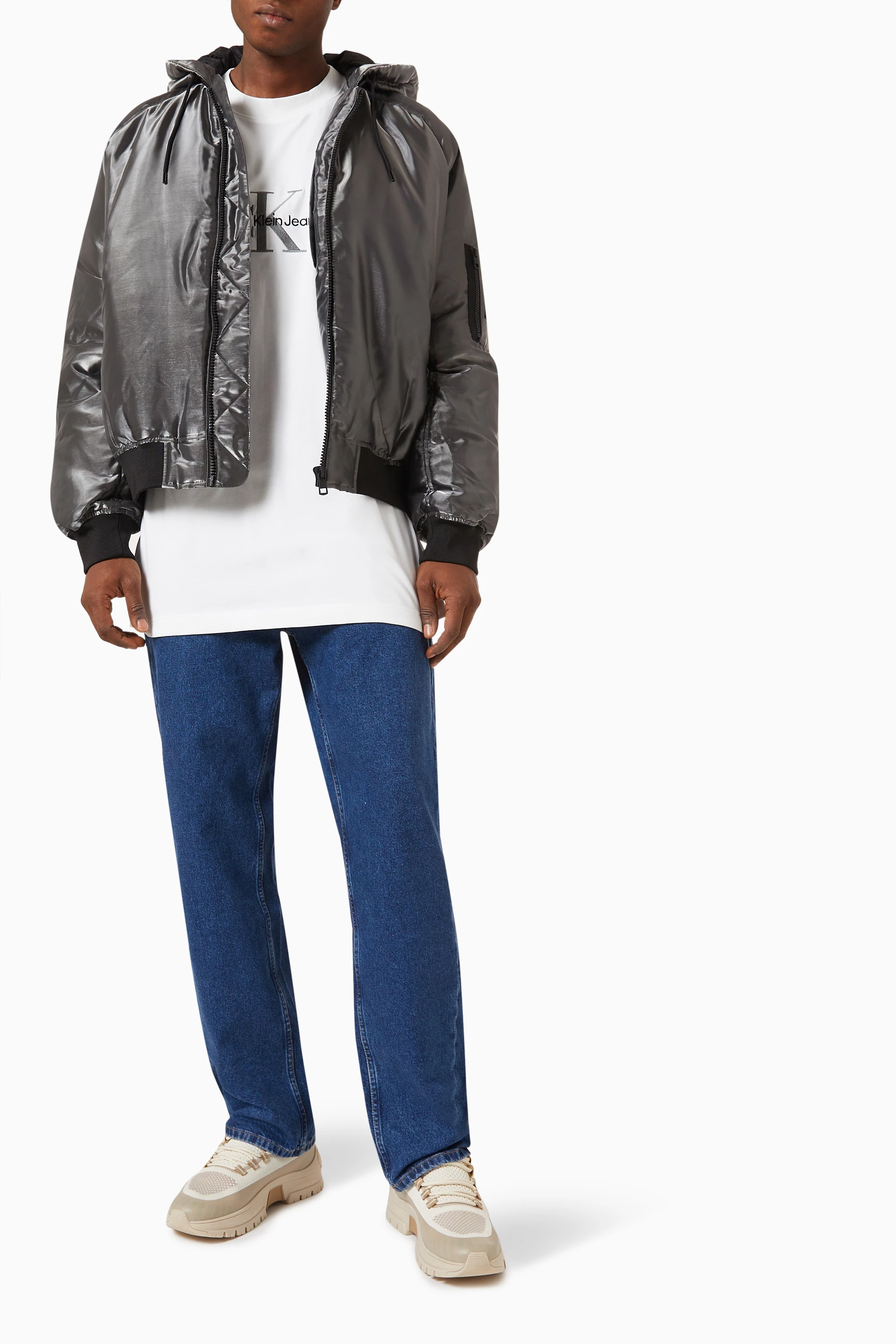 Buy Calvin Klein Jeans Black Liquid Metal Puffer Jacket in Nylon