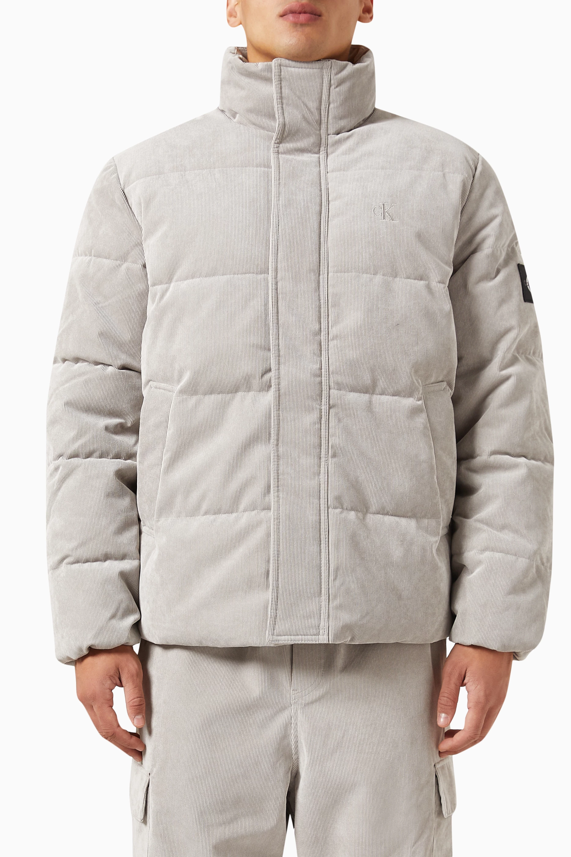 Buy Calvin Klein Jeans Grey Puffer Jacket in Corduroy for Men in UAE
