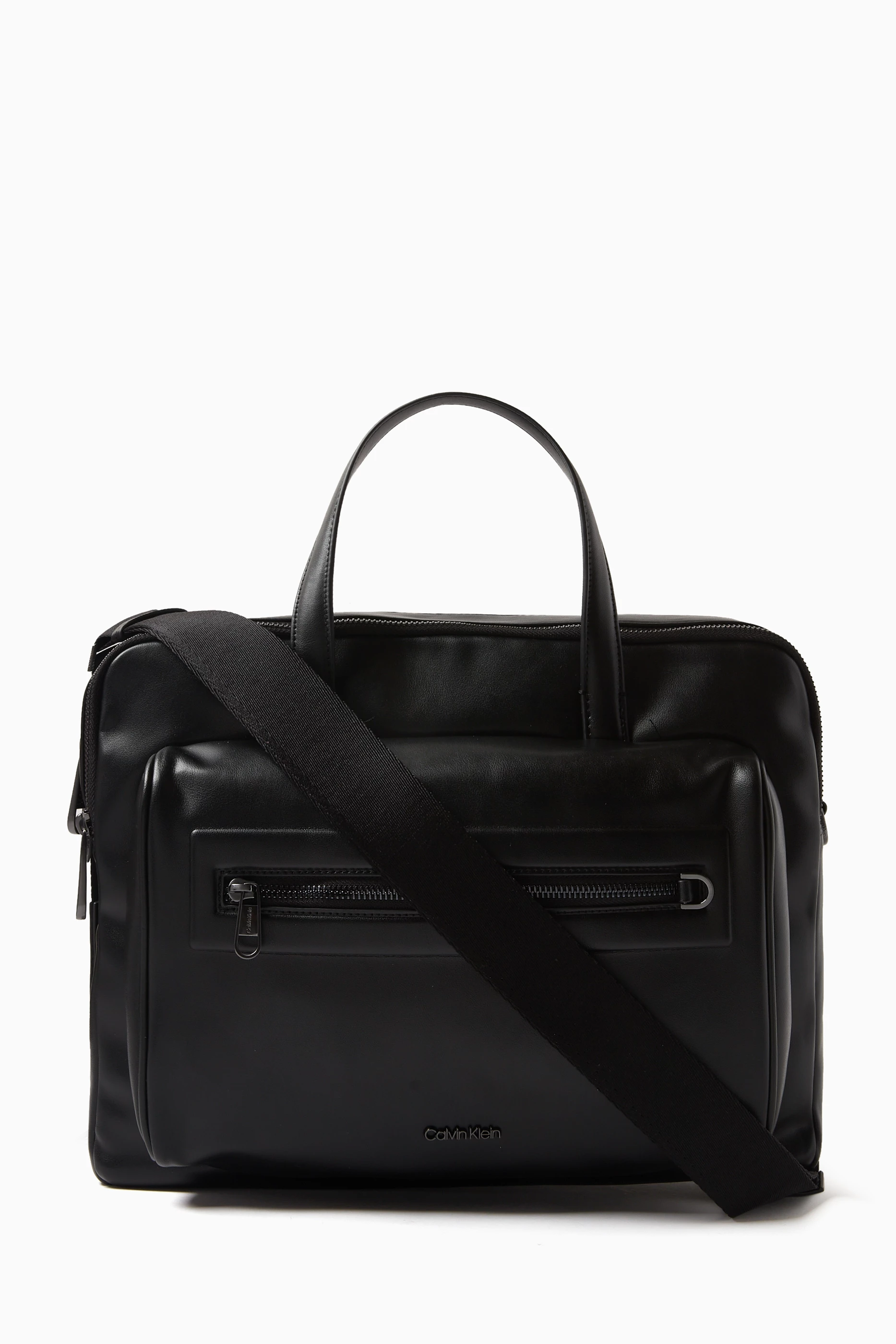 Calvin klein 2024 leather briefcase