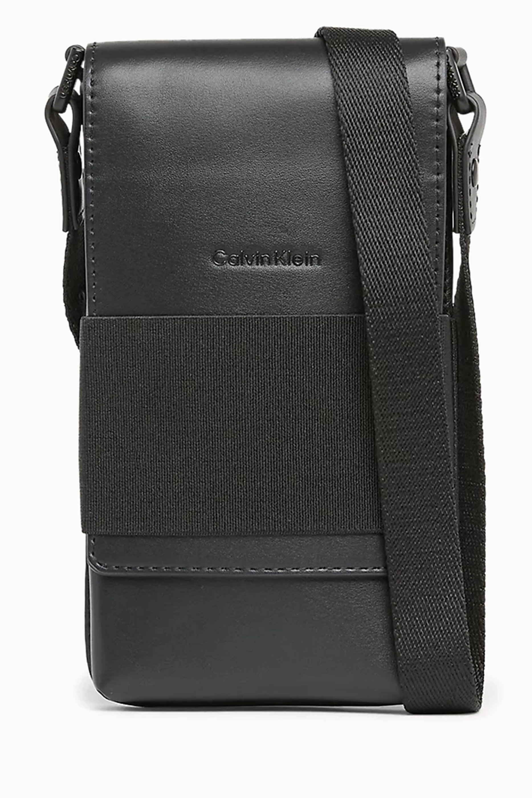 Buy Calvin Klein Black Crossbody Phone Bag in Faux Leather for Men