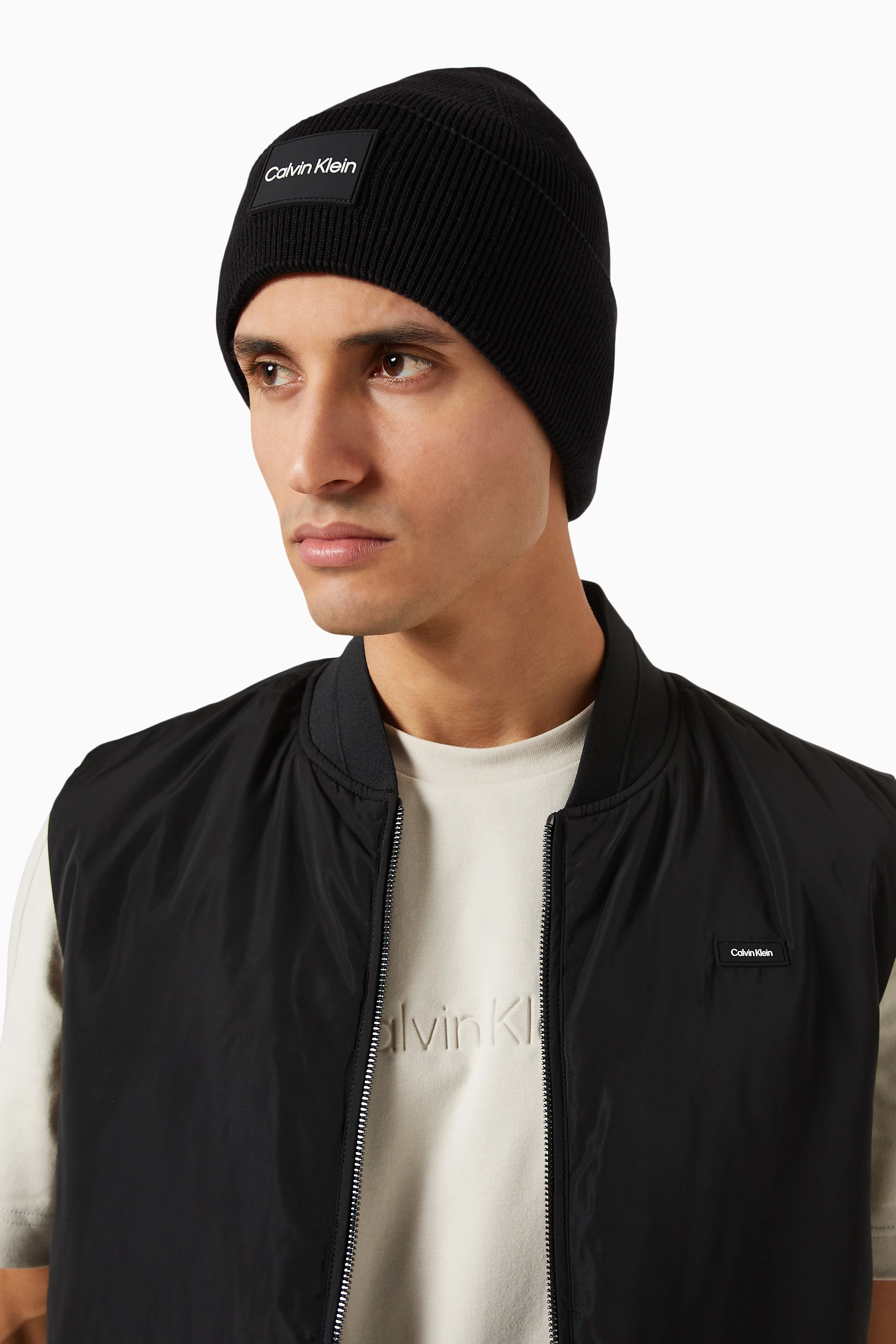 Calvin klein logo beanie top