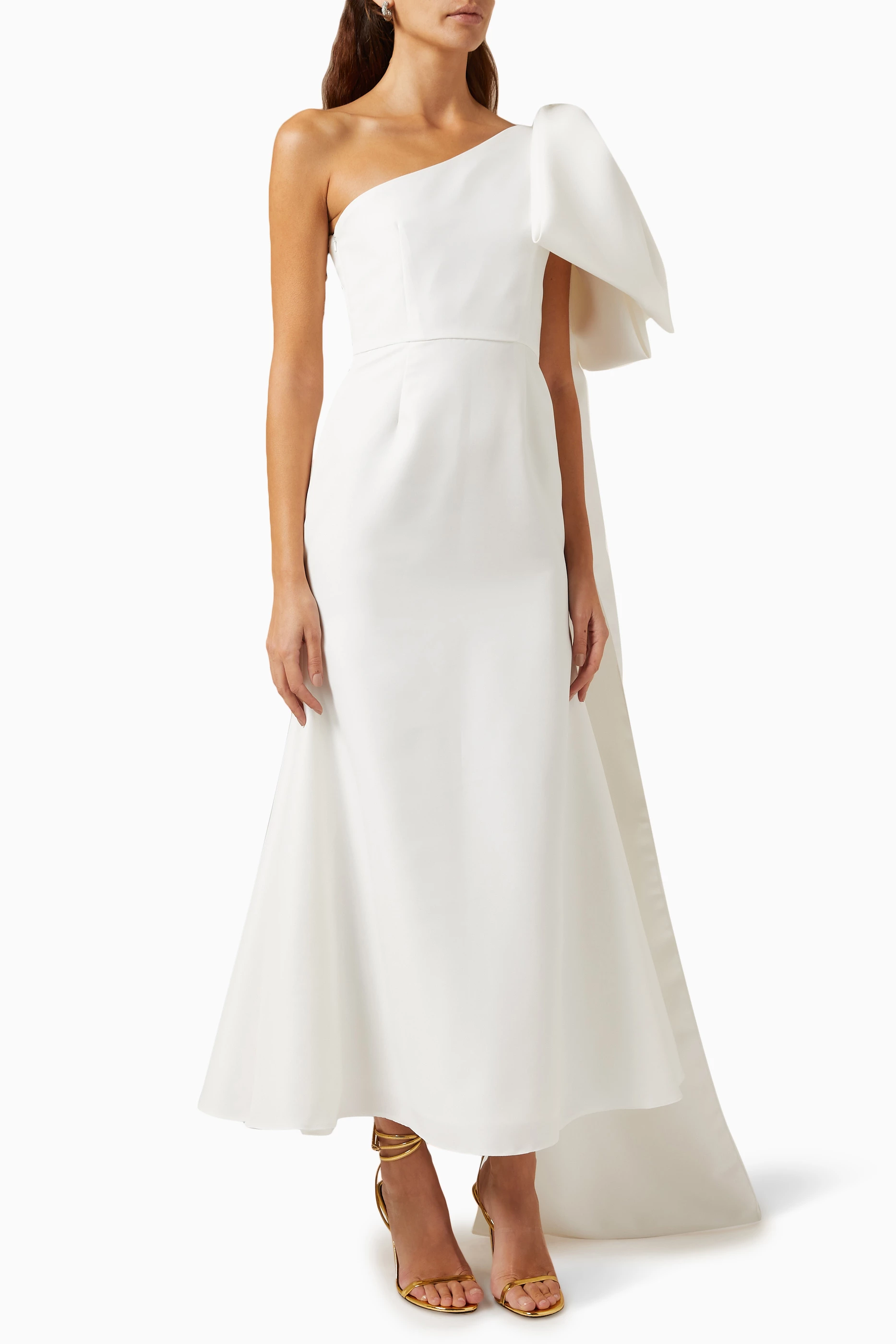 One shoulder bow store dress