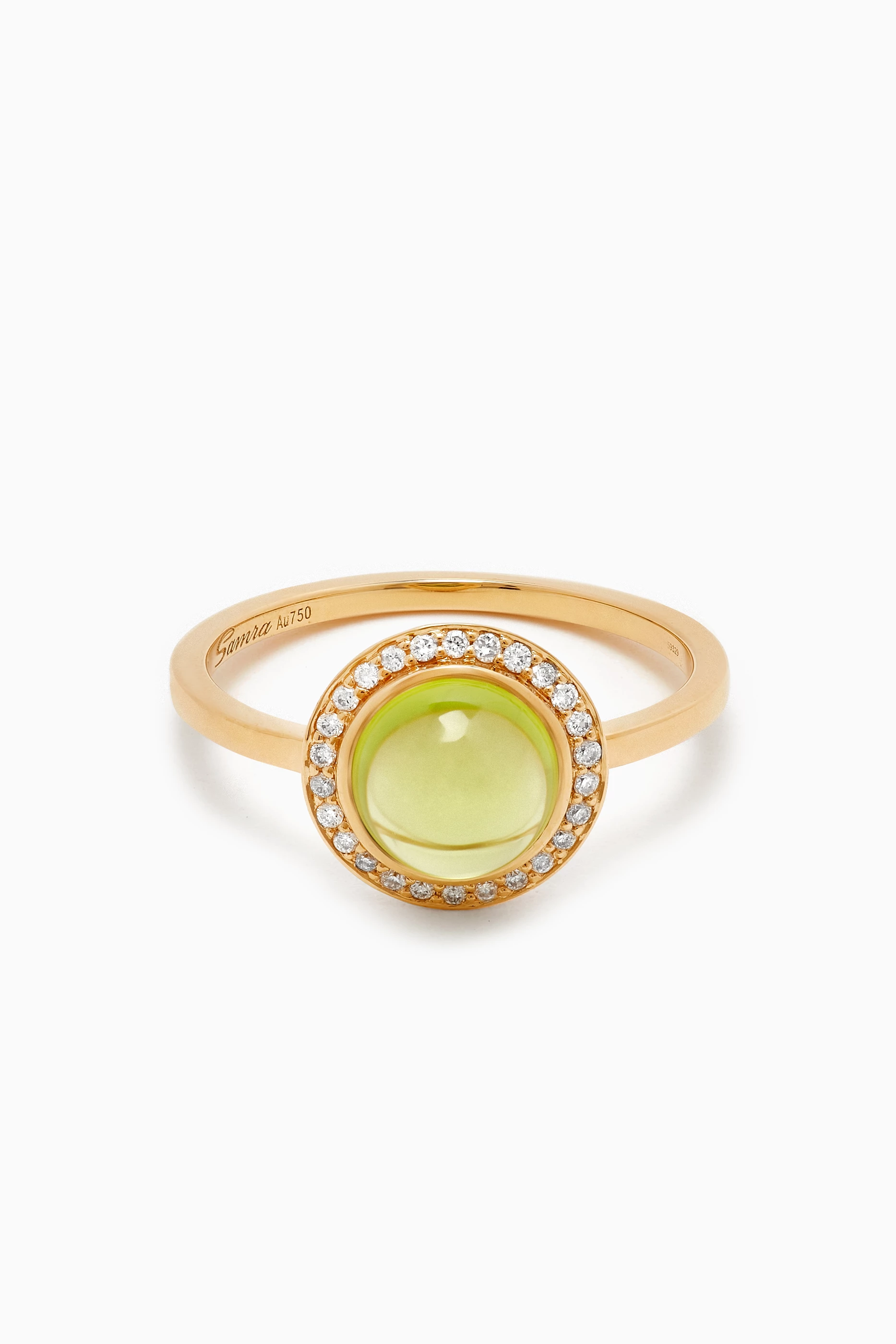 Diamond and peridot hot sale engagement rings