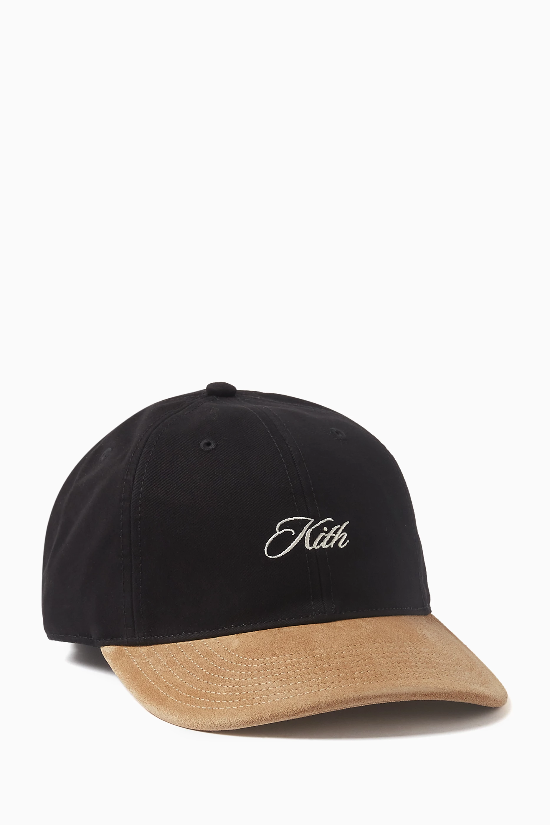 Buy Kith Black Premier Logo Aaron Dad Hat in Brushed Cotton for