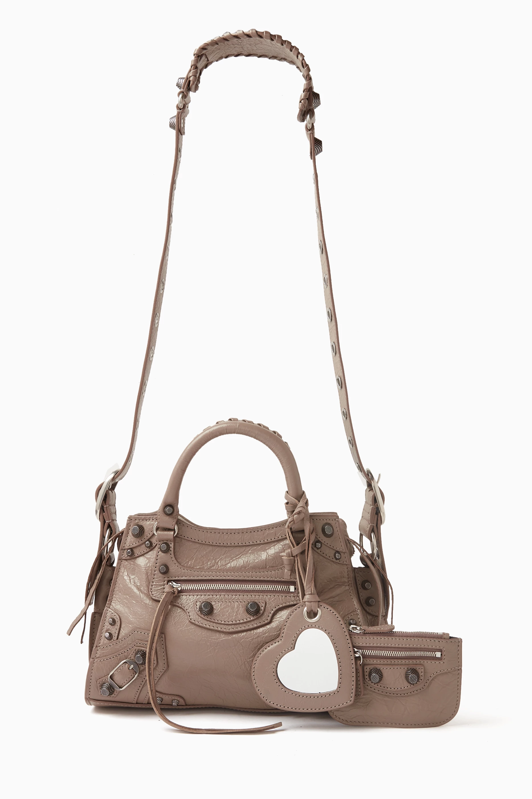 Buy Balenciaga Grey XS Neo Cagole Handbag in Arena Lambskin for
