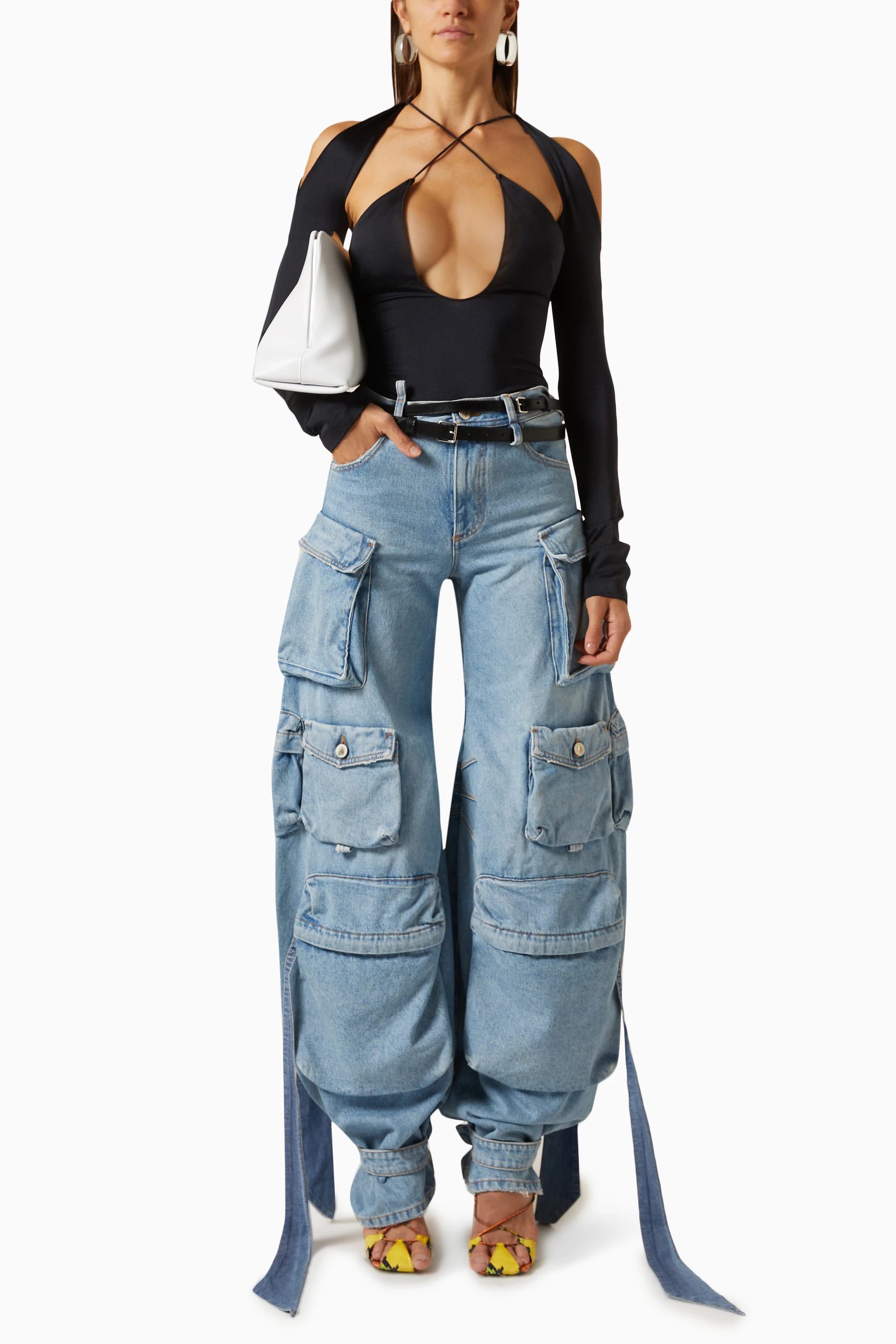TWDYC High Waist Cargo Jeans Woman Streetwear Plus Size Jeans Ladies Women  Pockets Denim Pants Loose Jeans (Color : Blue, Size : M code) price in UAE,  UAE