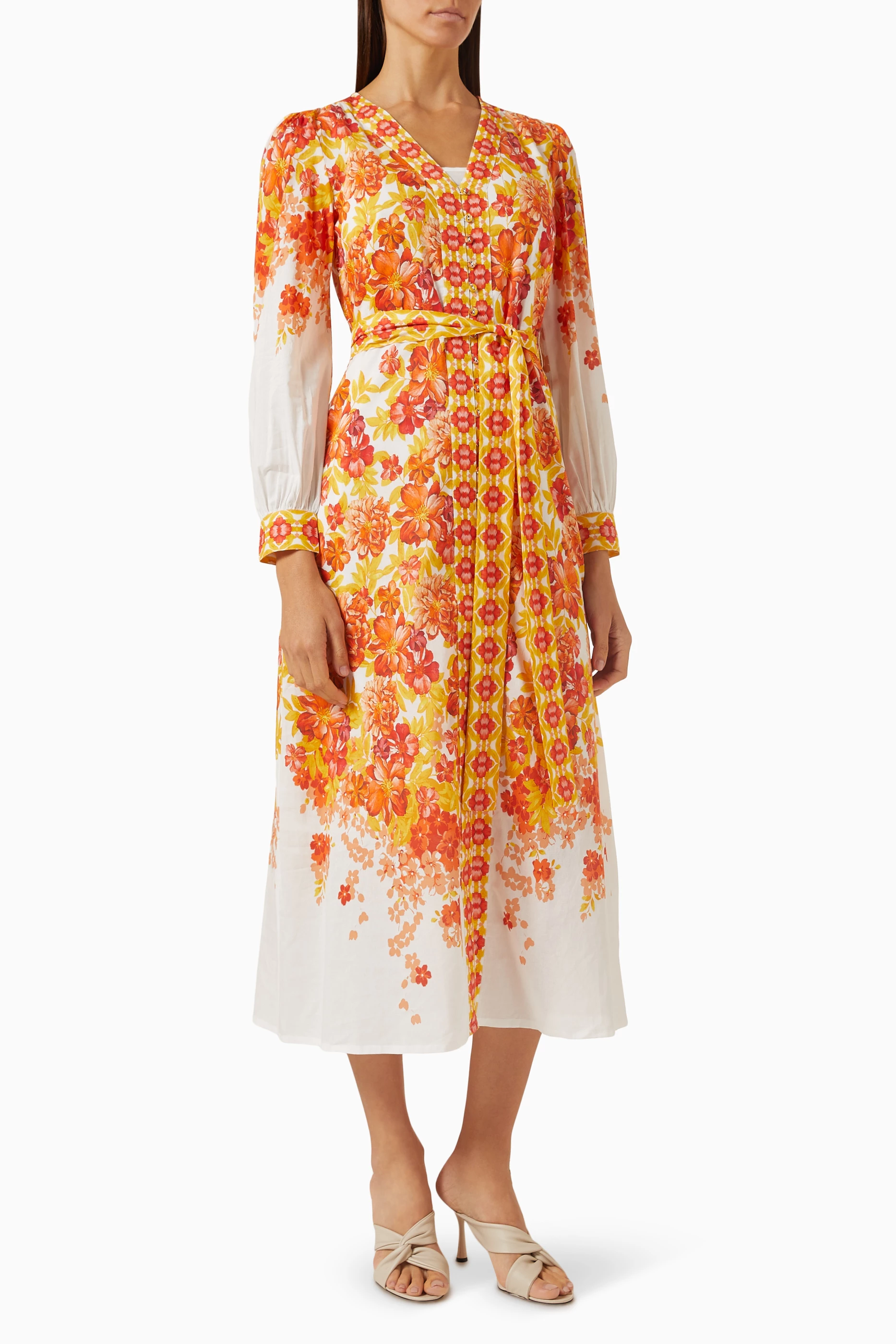 Orange floral maxi dress outlet