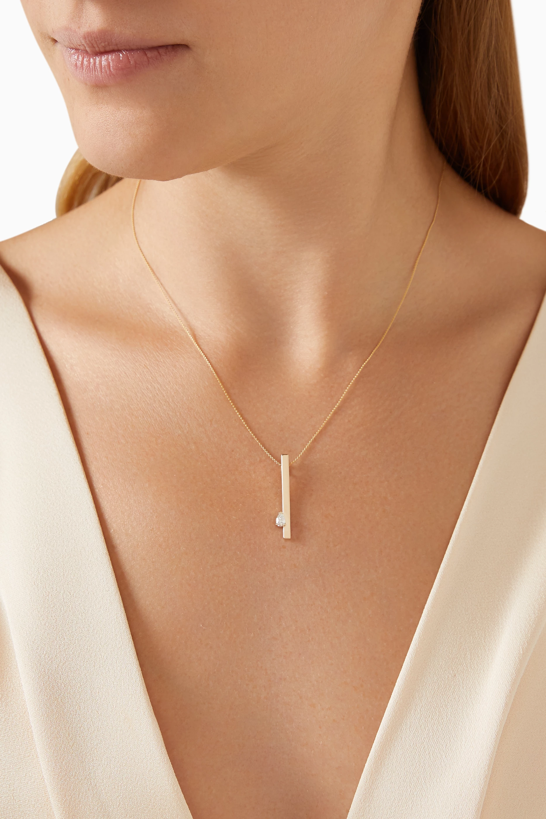 Buy Ouverture Yellow Pear Diamond Bar Necklace in 14kt Gold for
