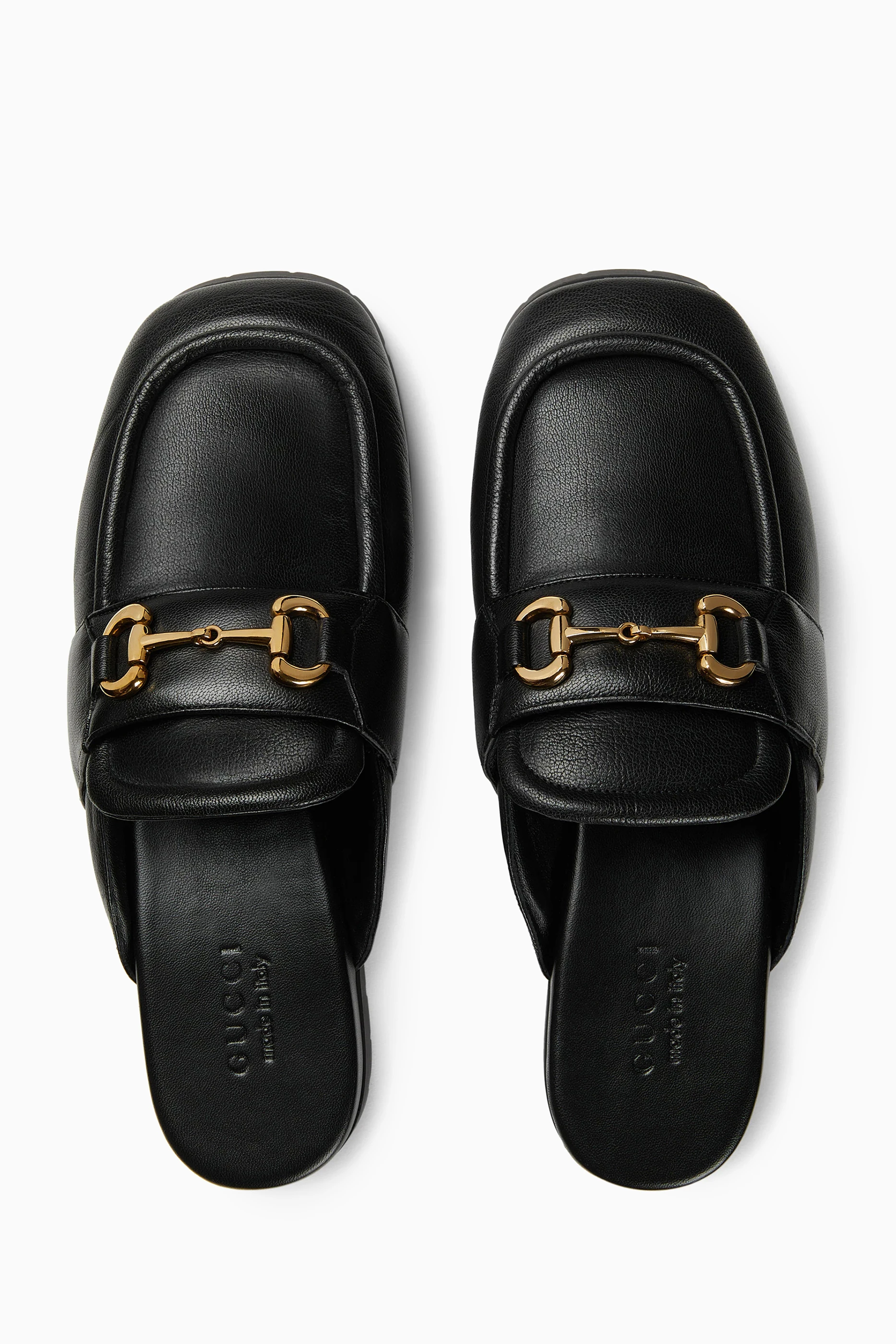 Buy Gucci Black GG Horsebit Slippers in Leather for Men in UAE