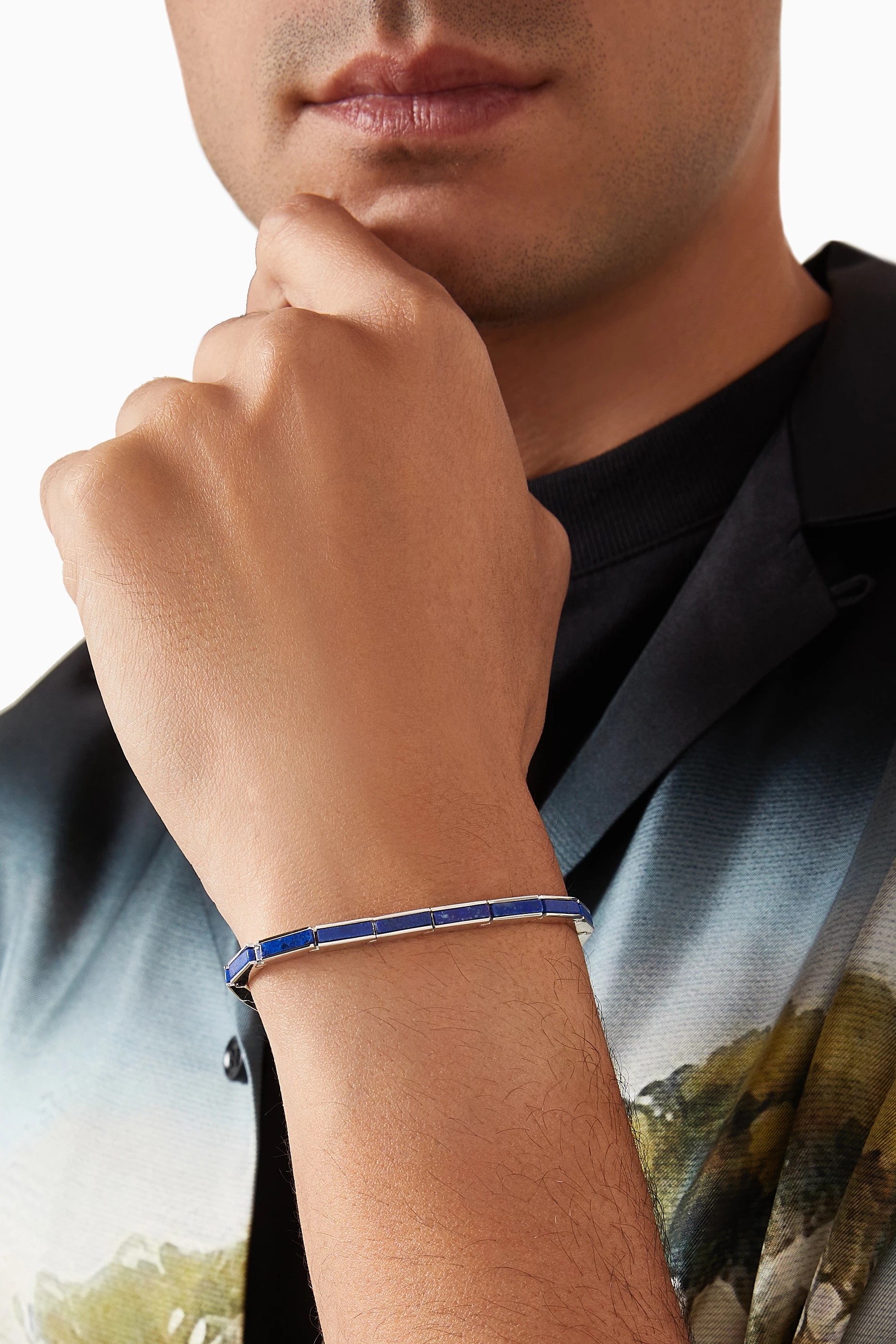 Buy Miansai Blue Line Lapis Bracelet in Sterling Silver for Men in UAE |  Ounass