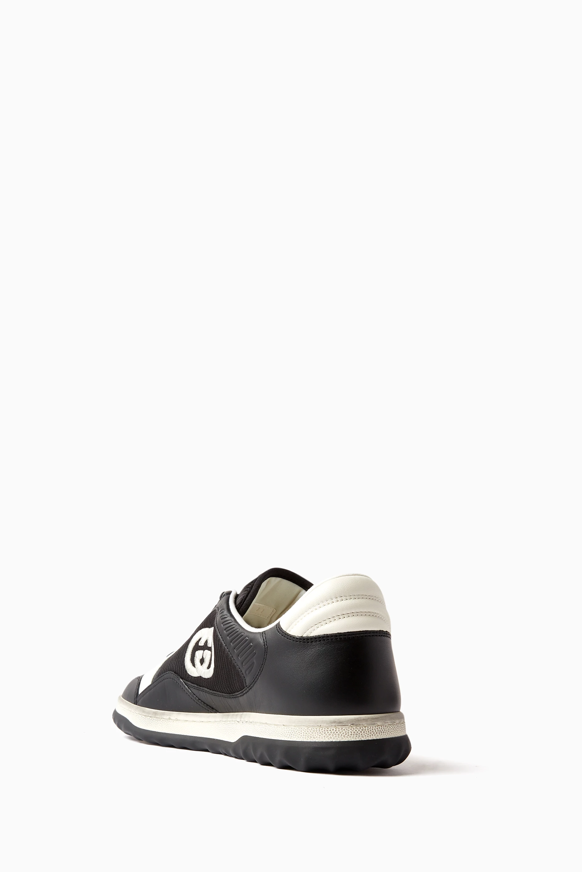 Gucci calfskin sneakers black white hot sale