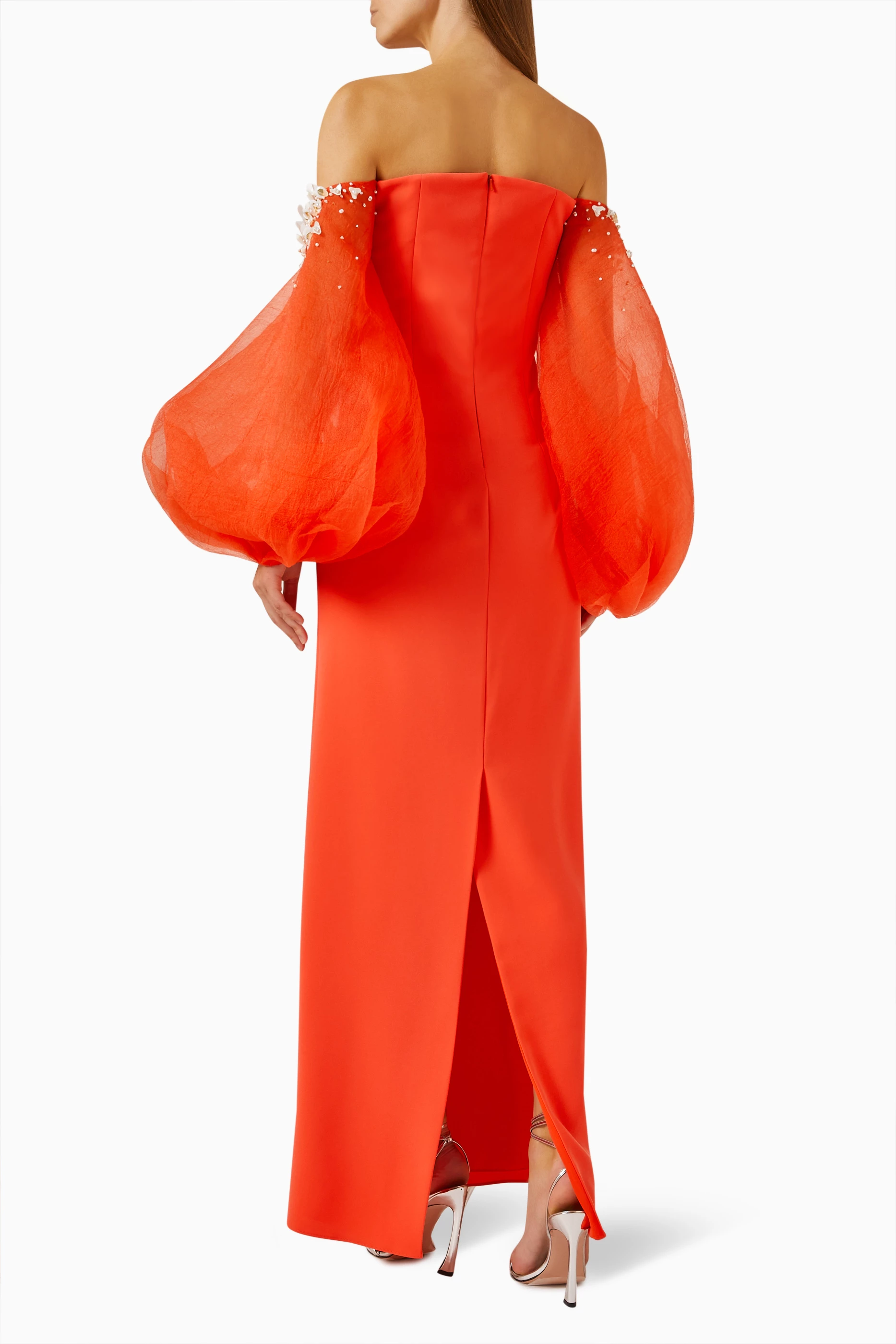 Orange off the hot sale shoulder maxi dress