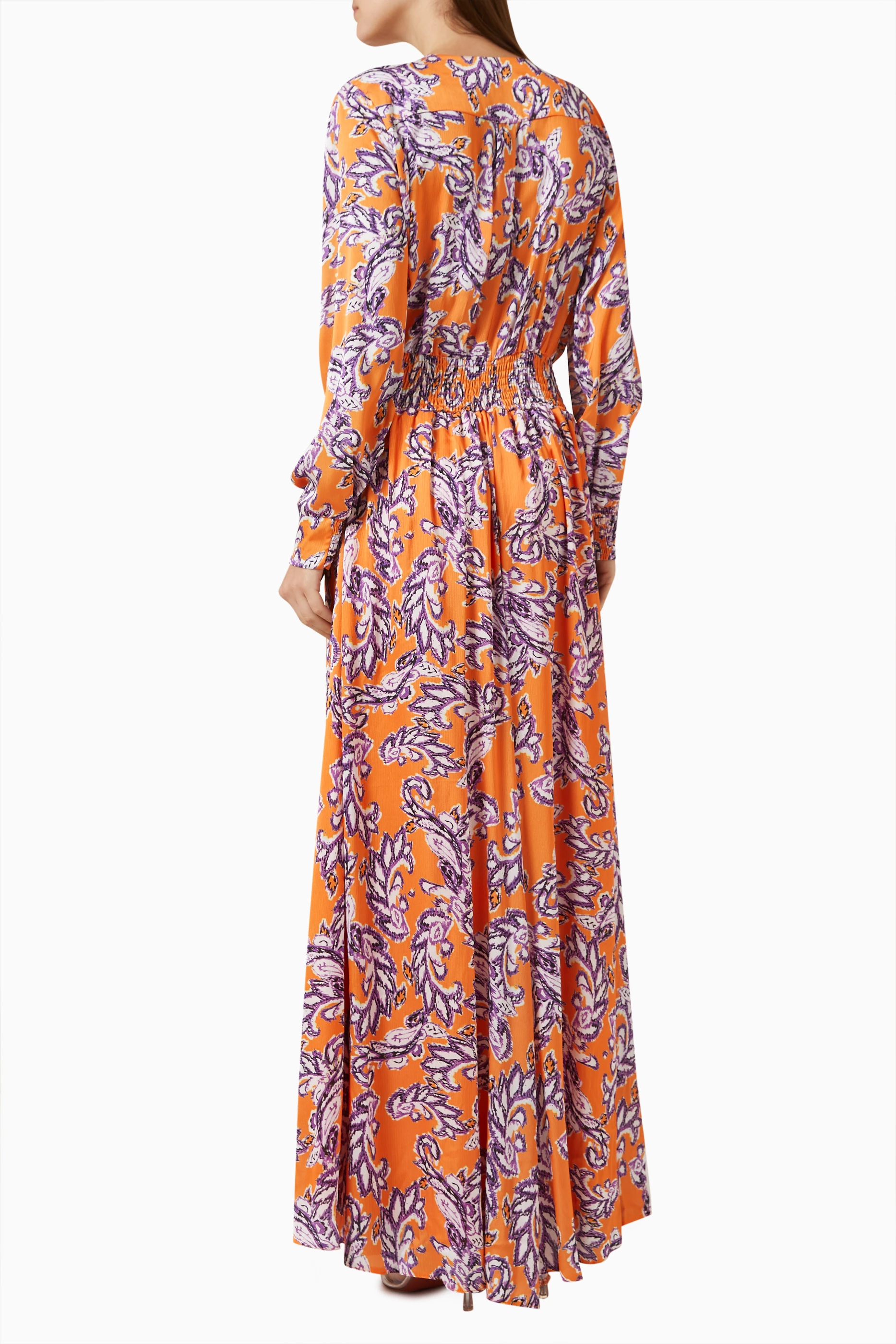 Orange print maxi dress hotsell