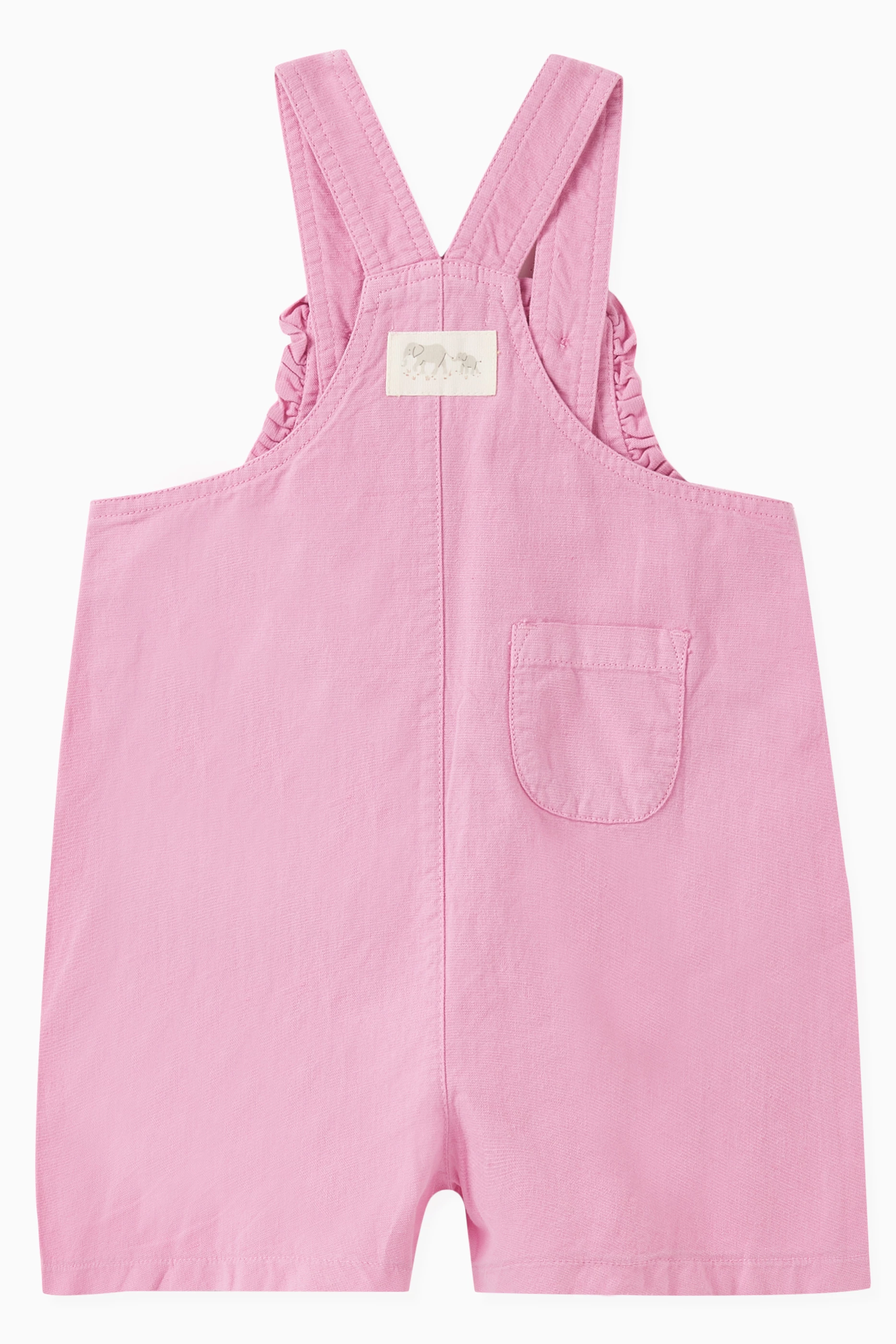 Buy Purebaby Pink Ruffle trimmed Overalls in Linen blend for Baby