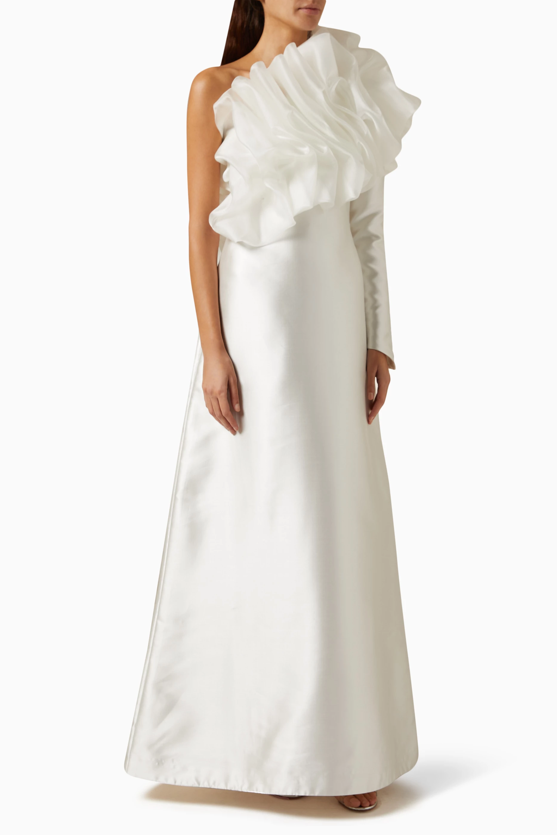 One shoulder 2025 ruffle long dress
