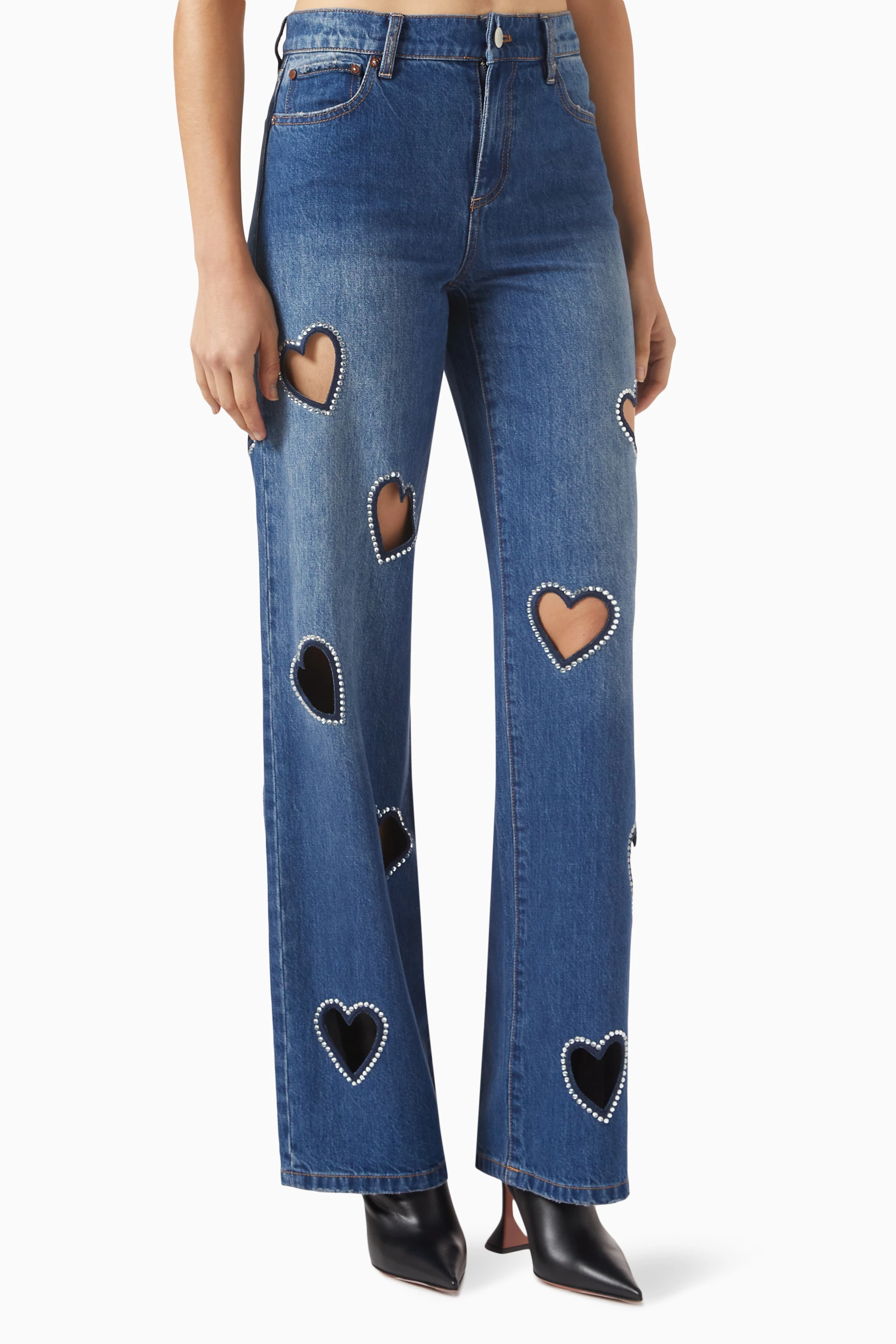 Buy Alice Olivia Blue Cay embellished Jeans in Denim for Women