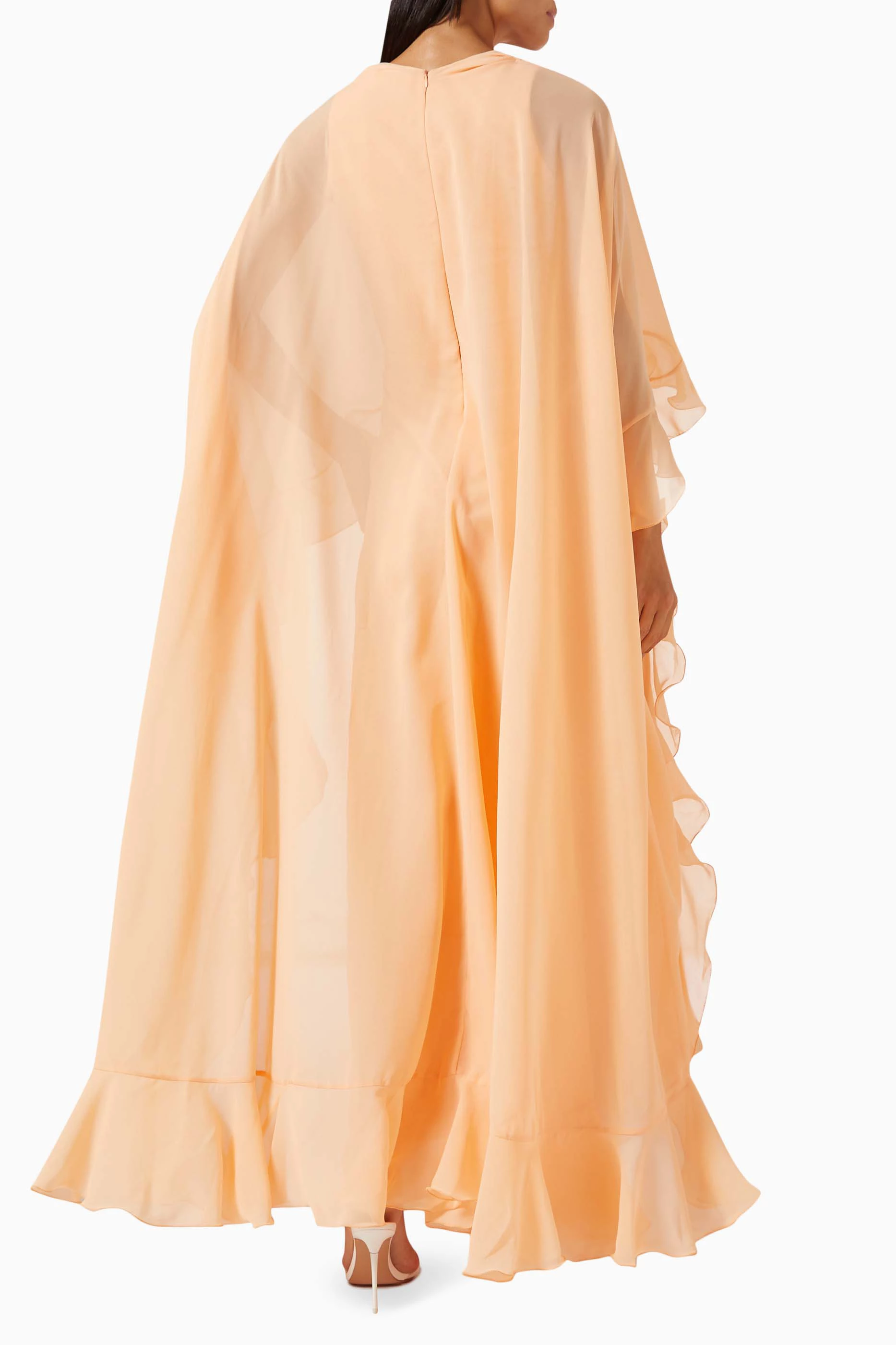 Orange new arrivals cape dress