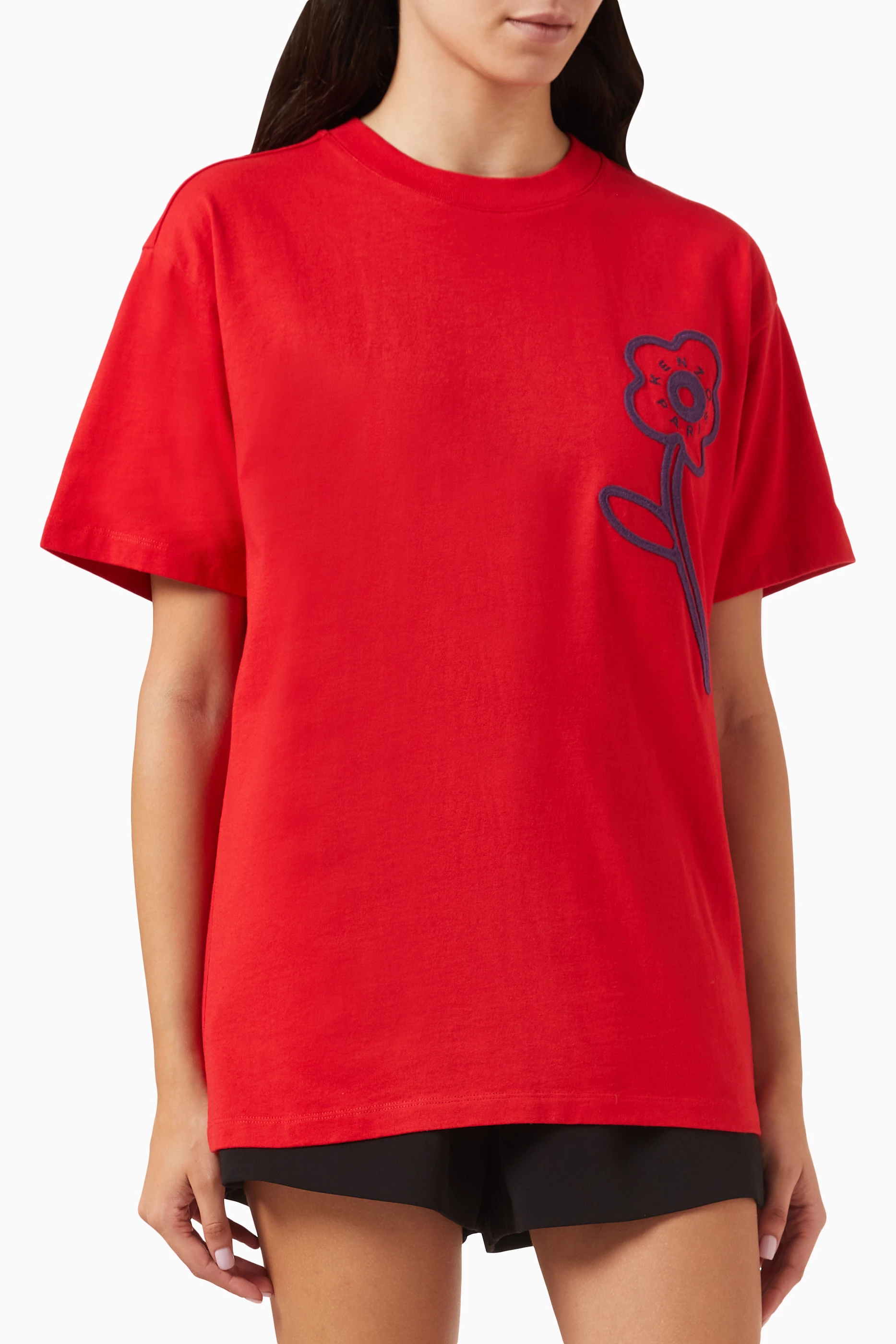 Buy KENZO Red Graphic Oversized fit T shirt in Cotton jersey for Women in UAE Ounass