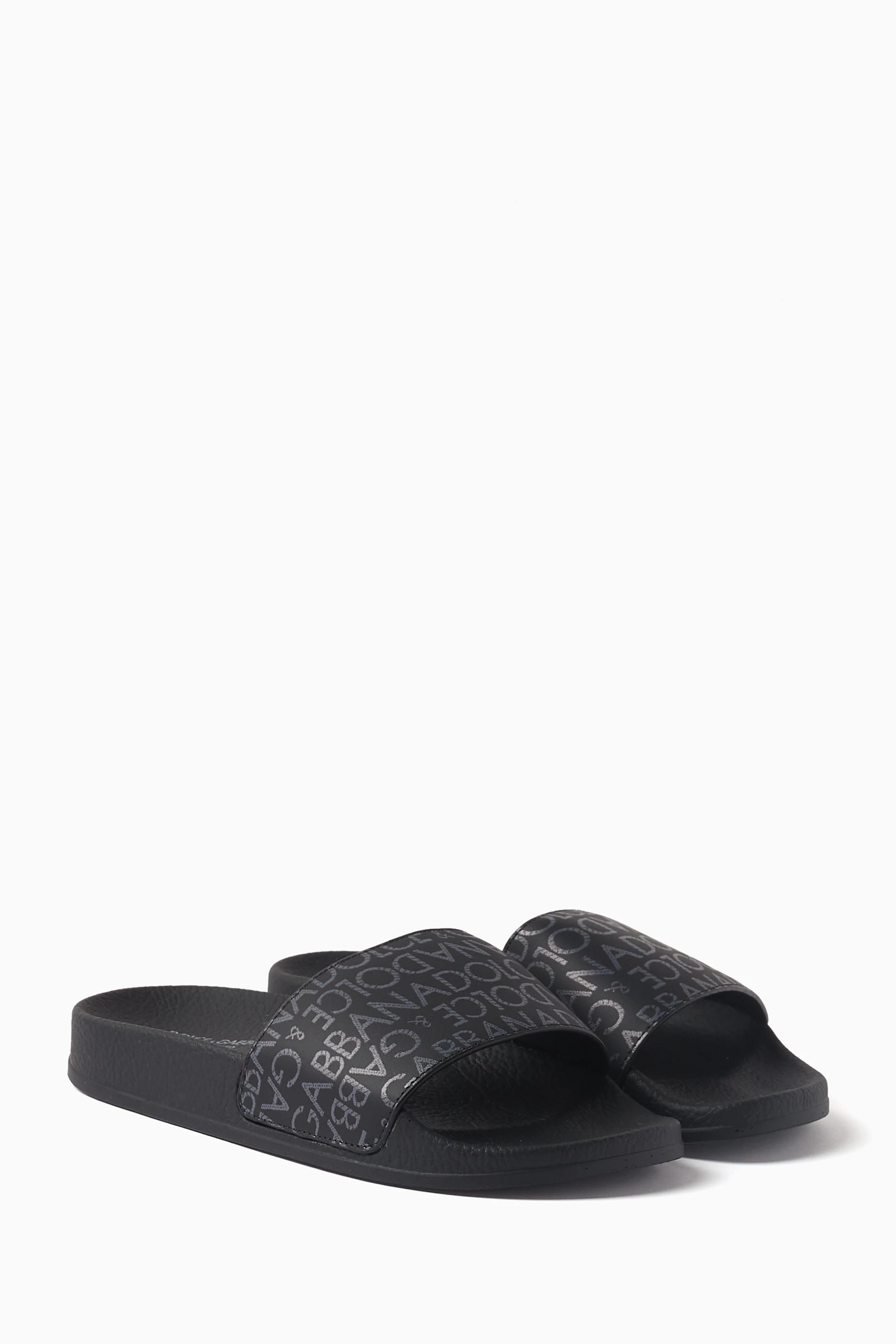 Dolce and gabbana black slides best sale