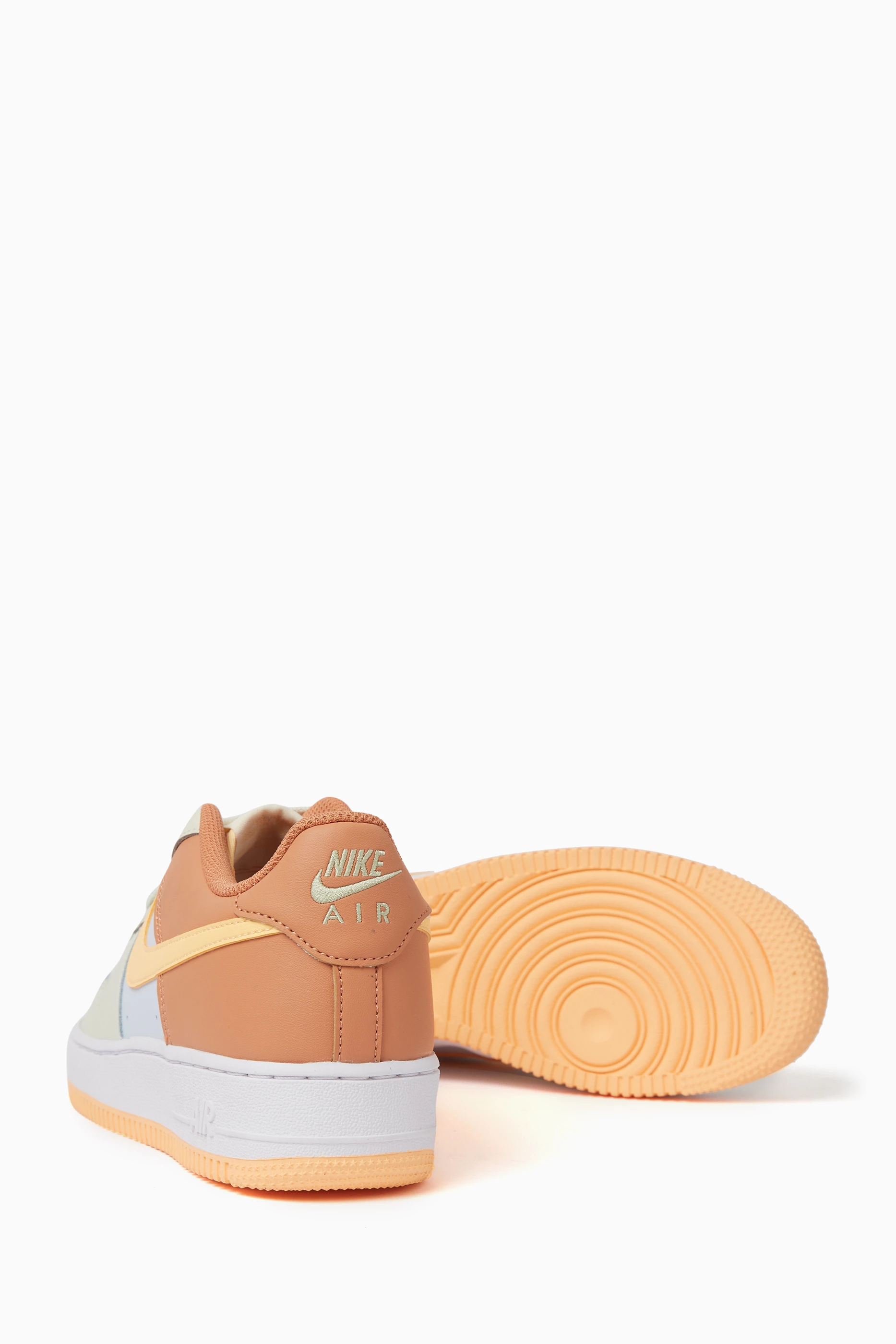 Buy Nike Orange Air Force 1 Sneakers in Leather for Girls in UAE