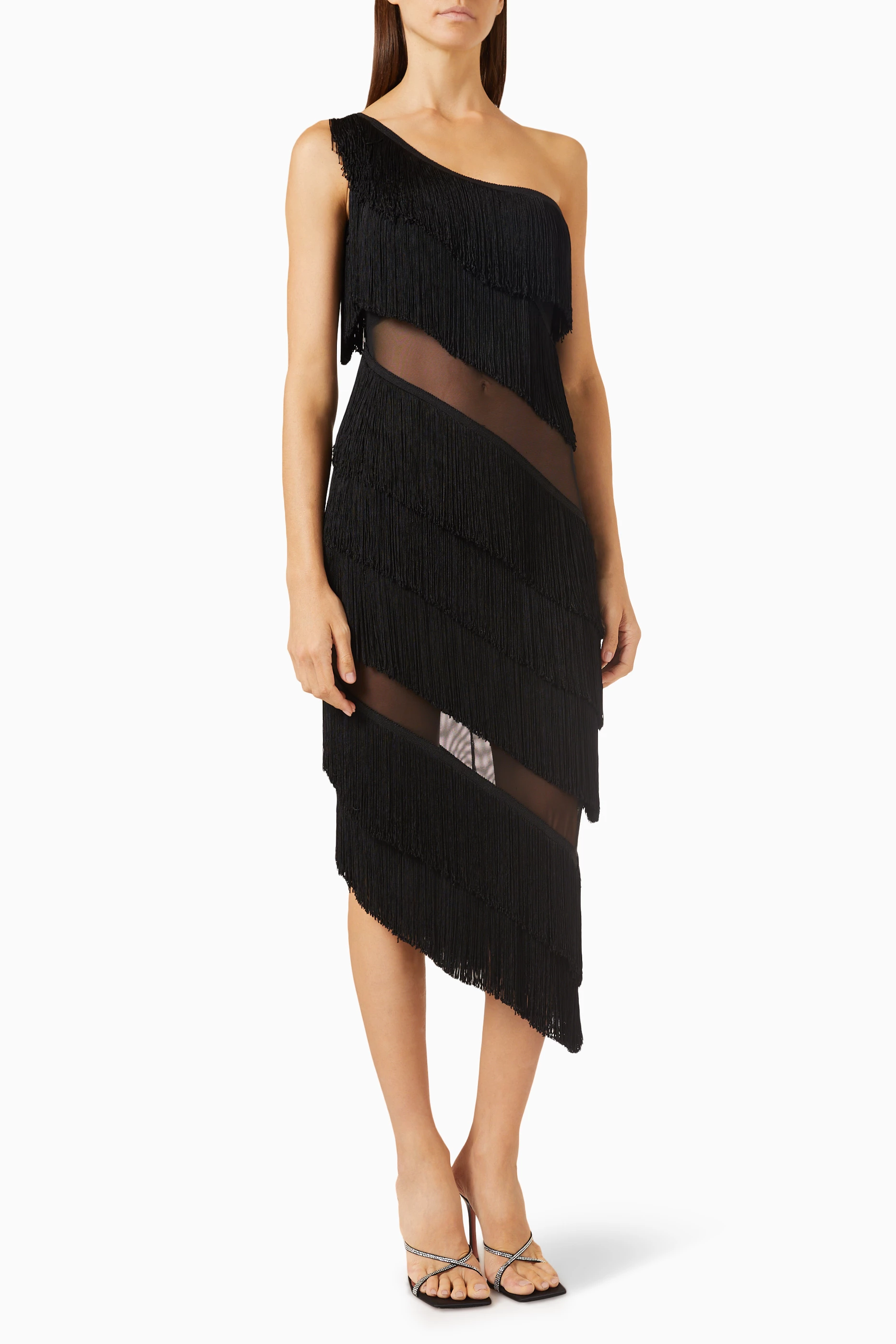 Norma kamali fringe dress sales