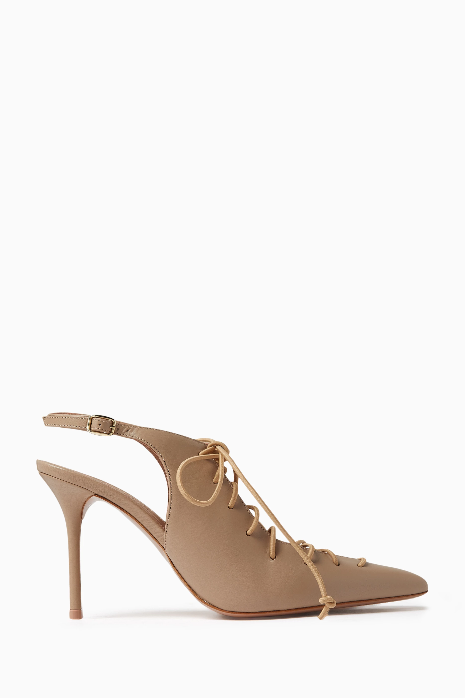 Buy Malone Souliers Neutral Alessandra 85 Lace up Pumps in Leather