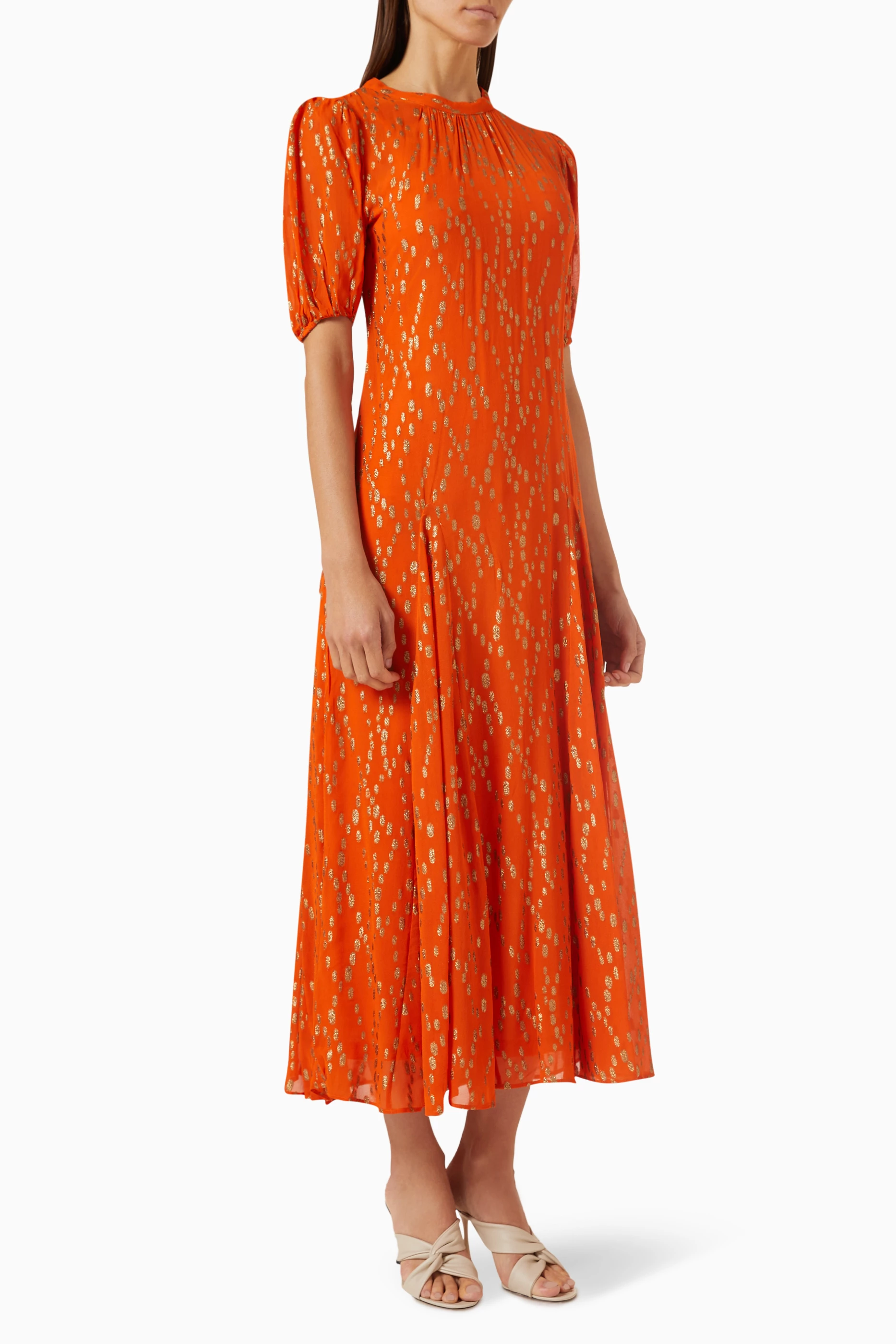 Orange jacquard dress sales