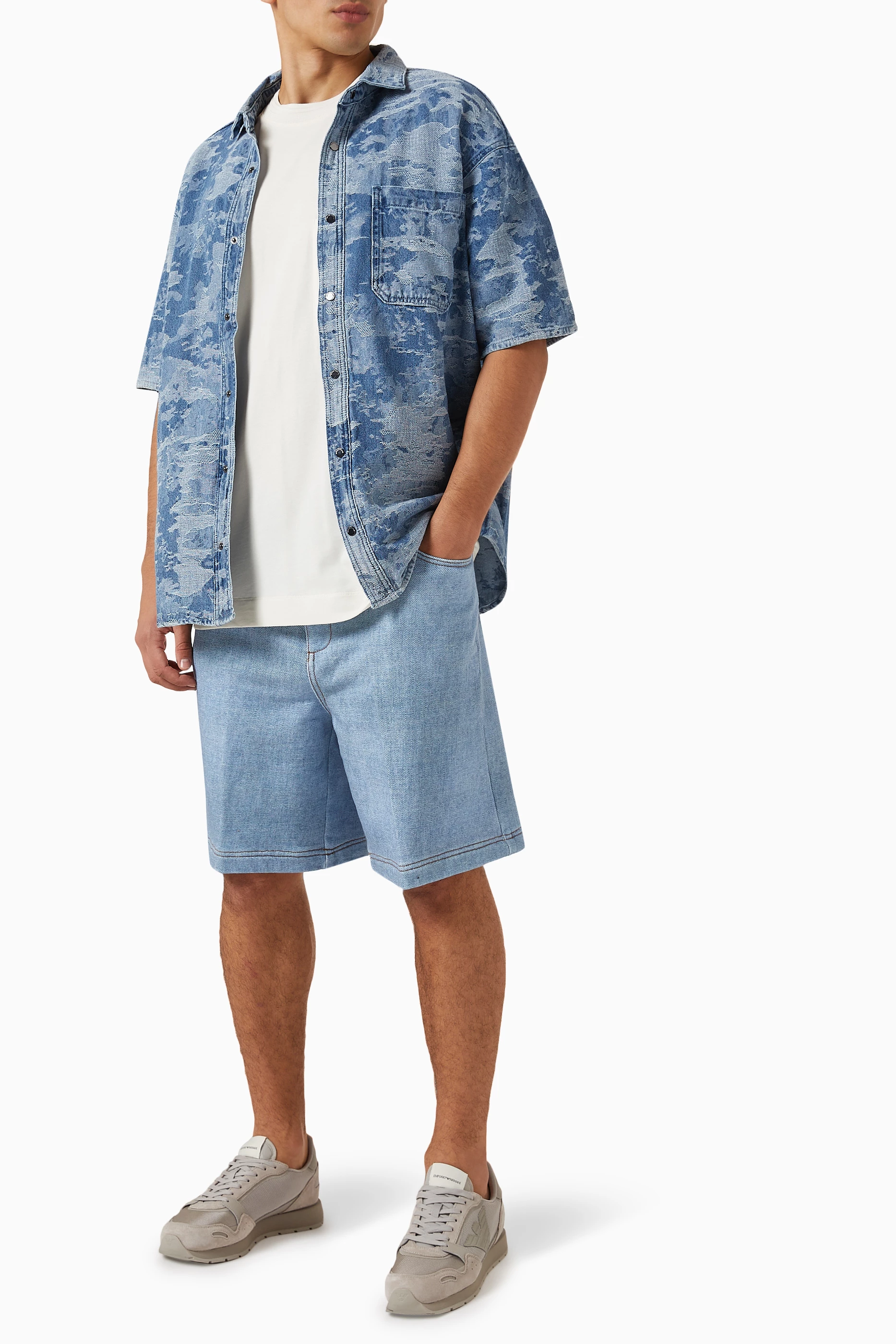 Armani denim online shorts mens