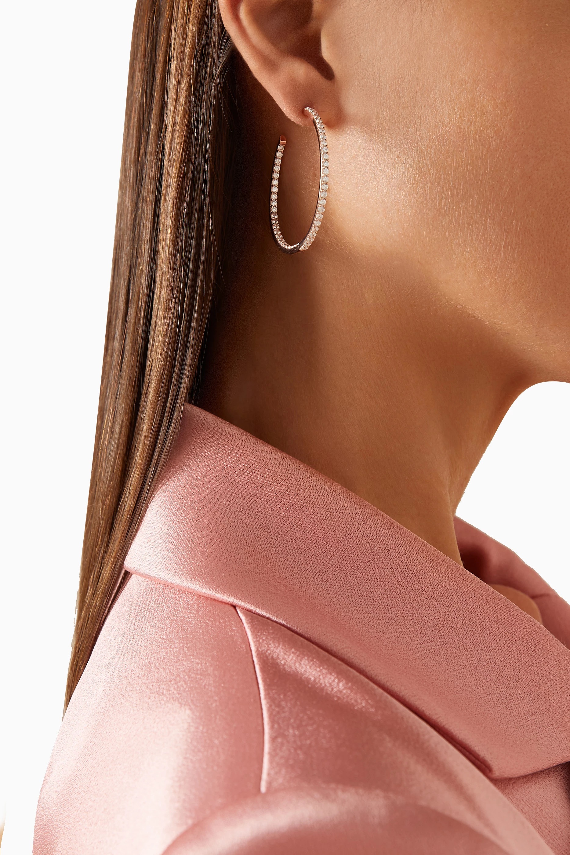 Rose gold huggie earrings deals
