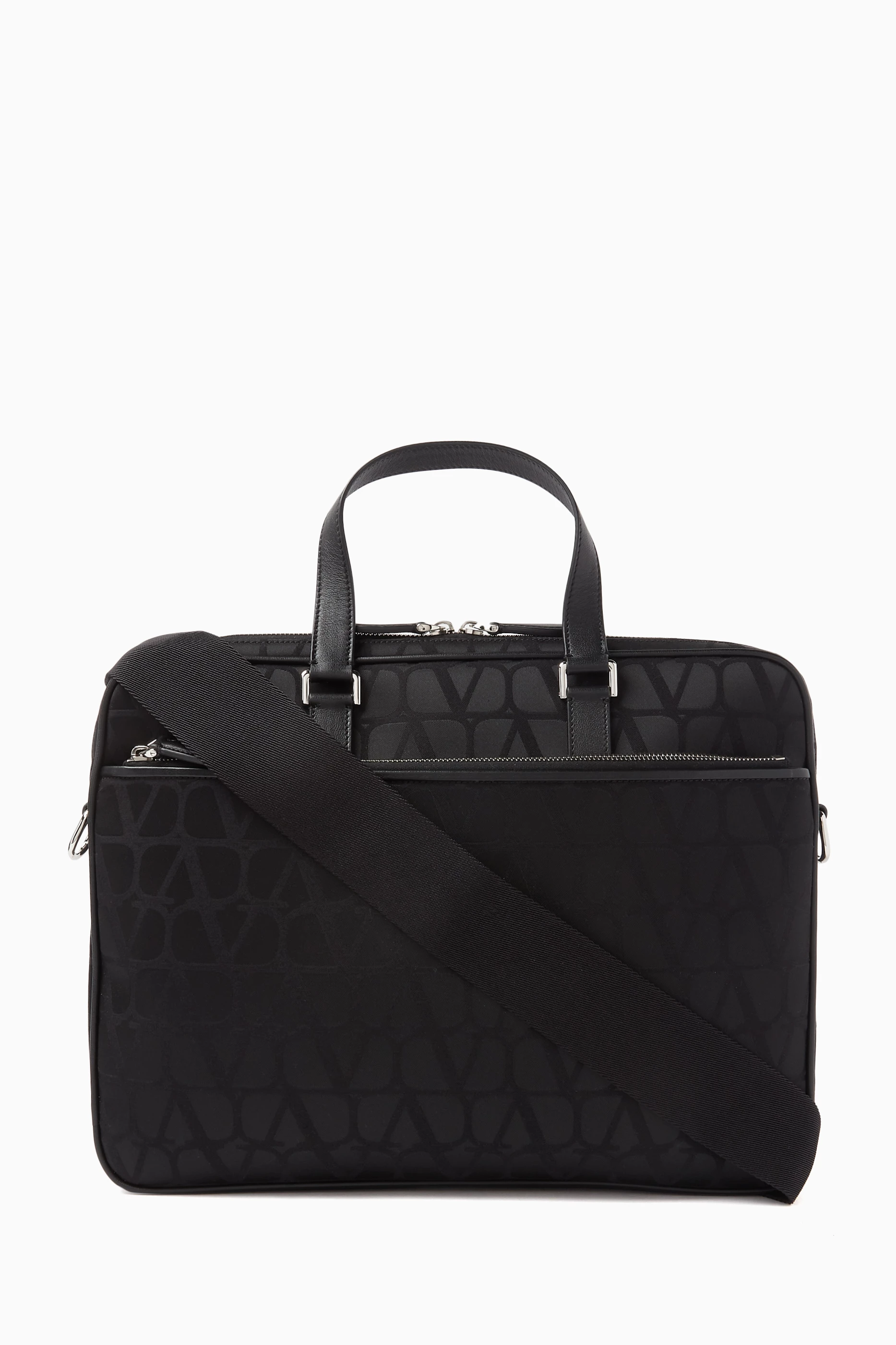 Buy Valentino Garavani Black Double Handle VLOGO Briefcase in