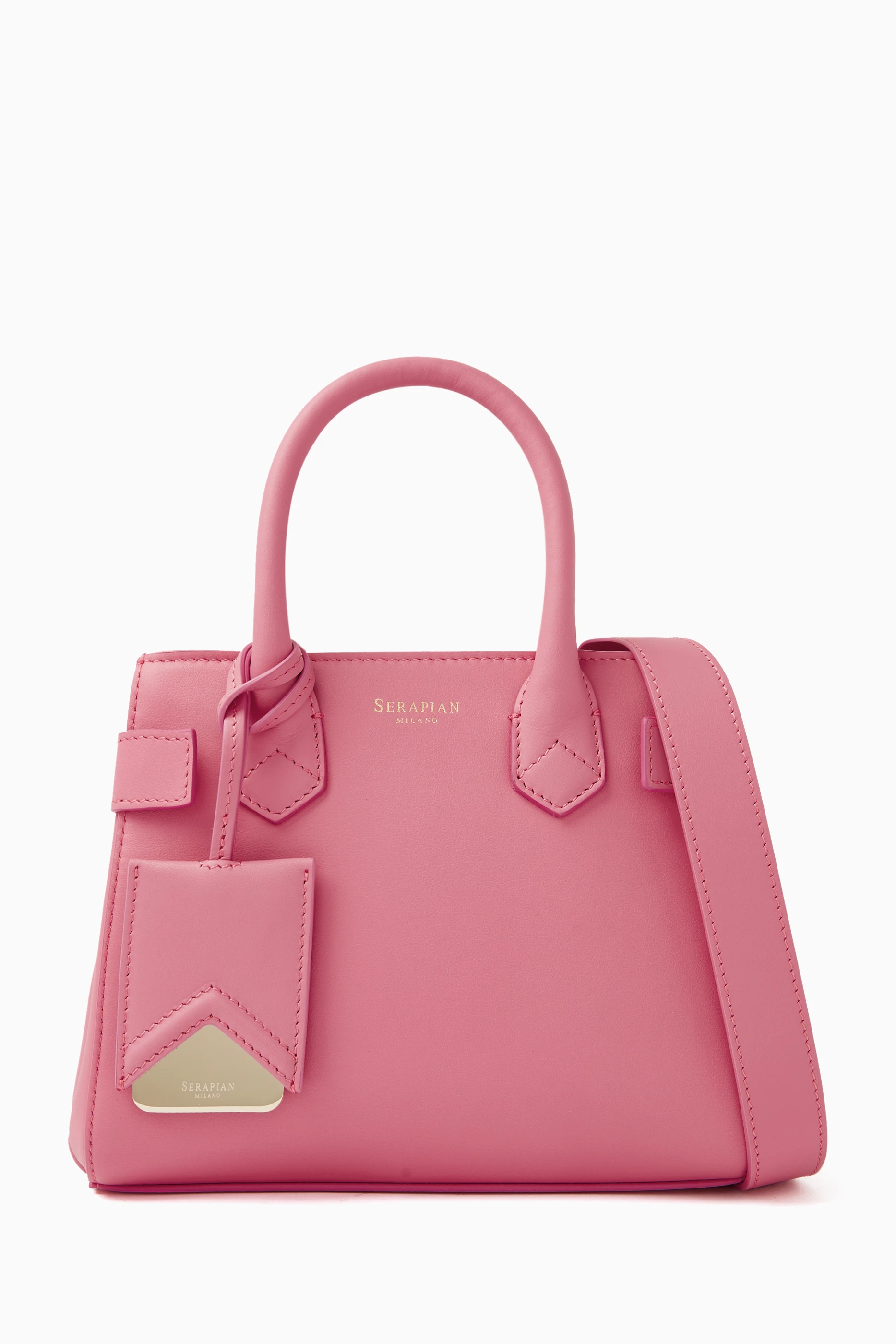 Buy Serapian Pink Mini Melin Tote Bag in Seta Leather for Women