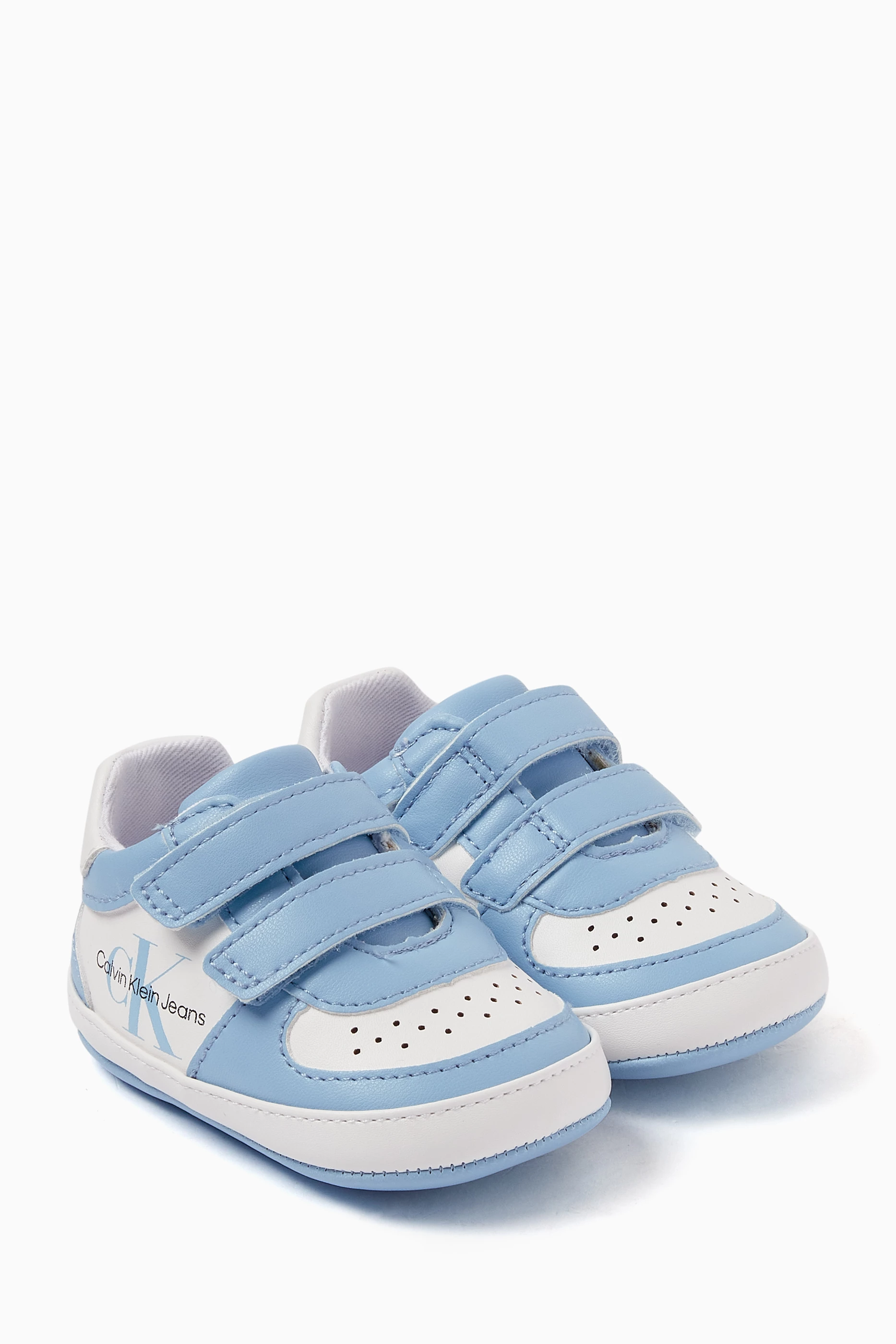 Buy Calvin Klein Blue Logo Velcro Sneakers in Faux leather for