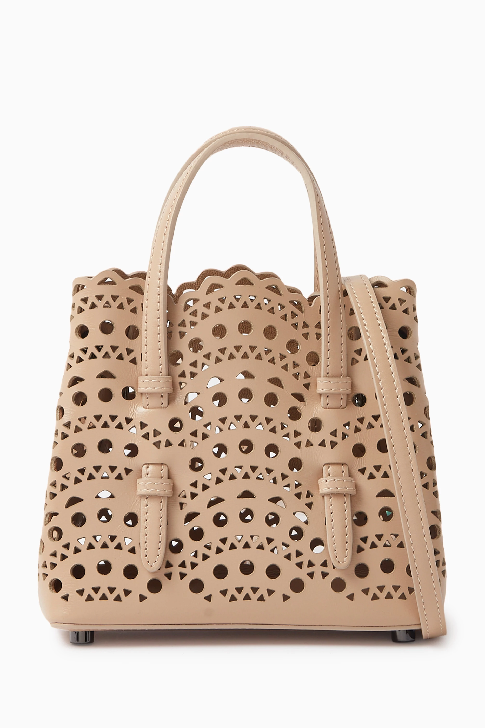 Buy Ala a Neutral Mina 16 Tote Bag in Vienne Wave Calfskin for