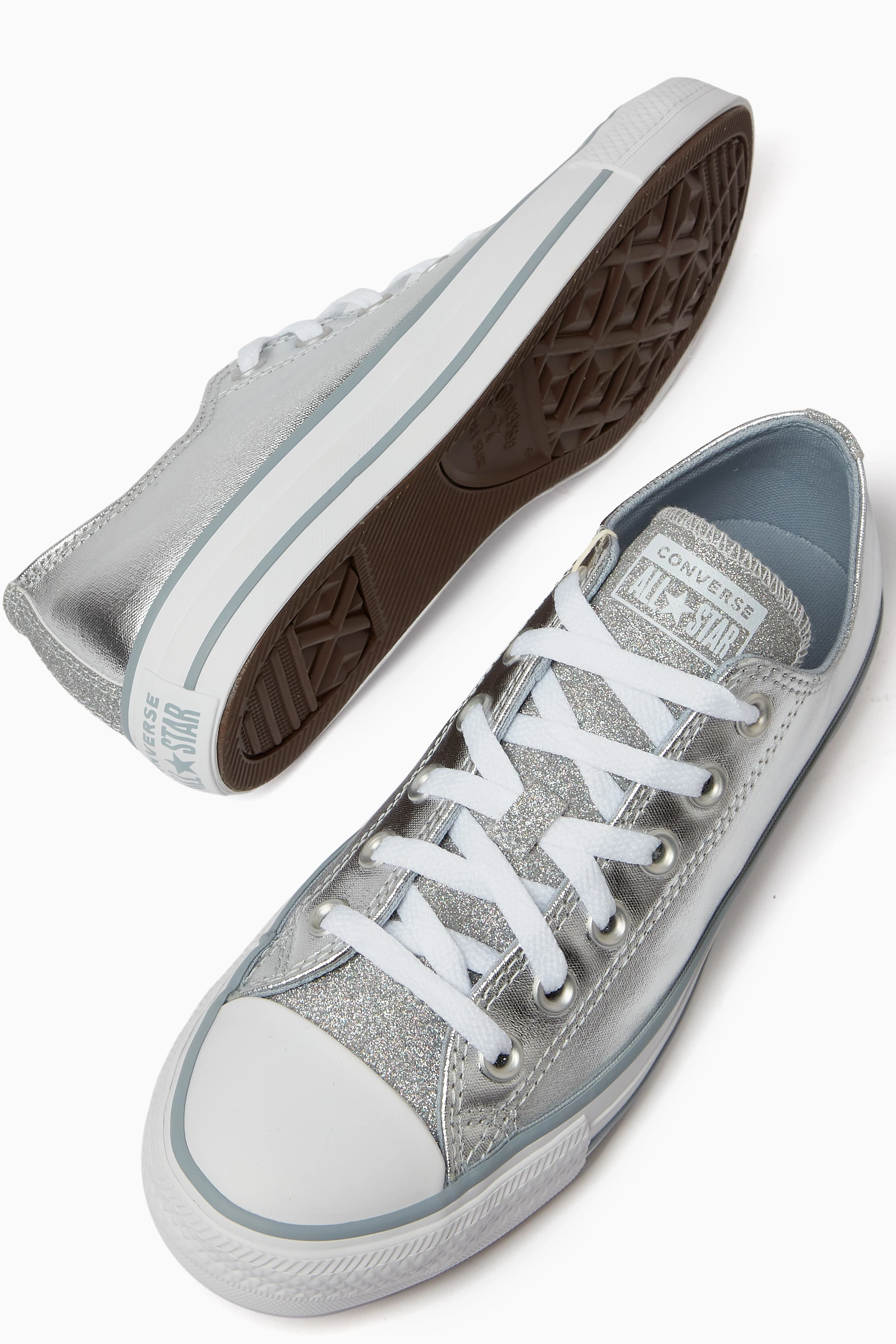 Buy Converse Silver Chuck Taylor All Star Sneakers in Metallic