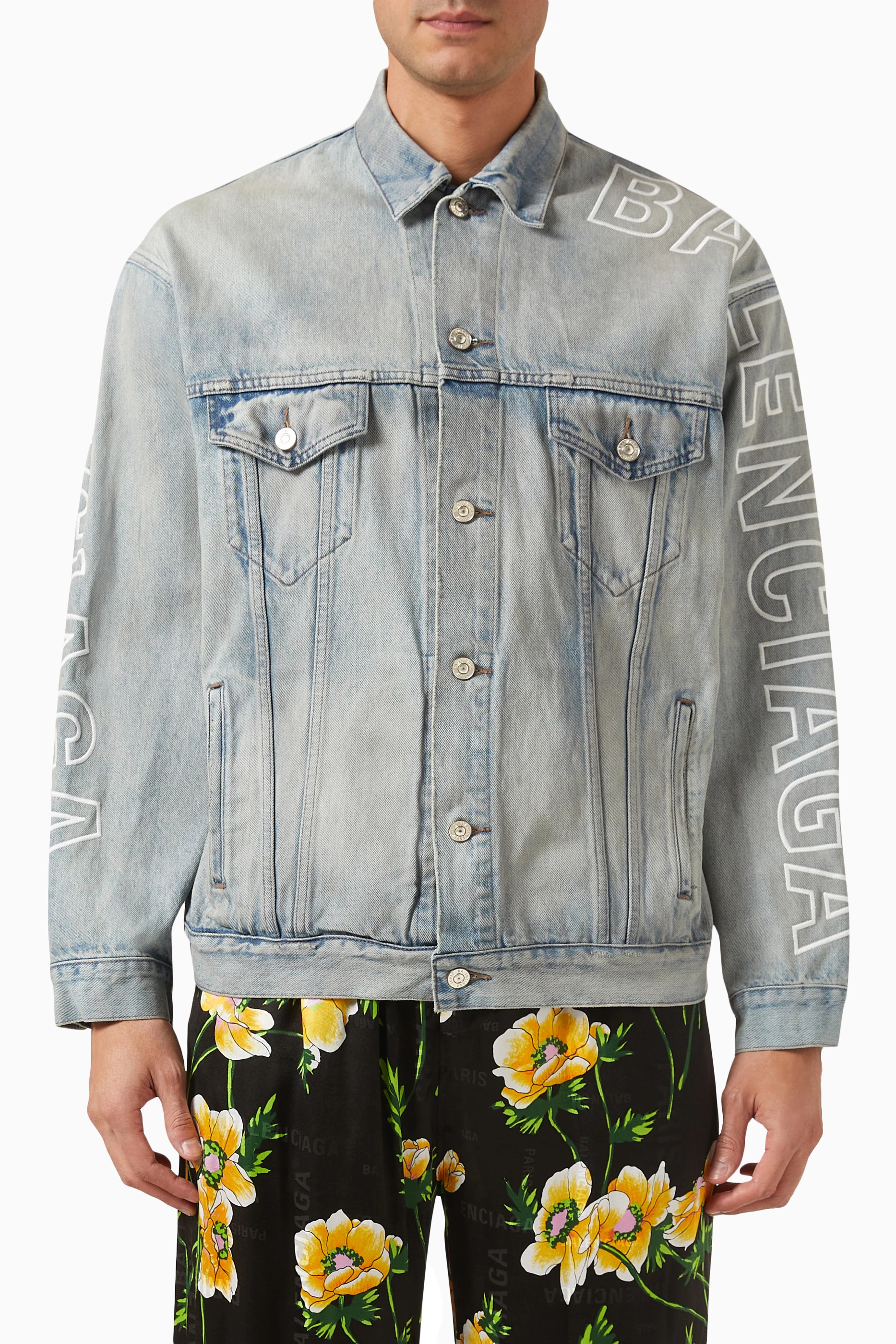 Balenciaga denim shop jacket logo