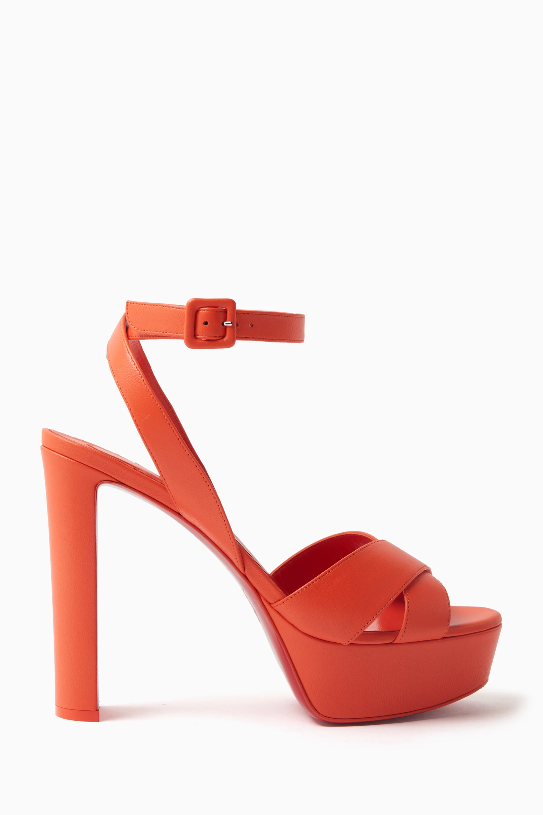 Orange high heel sandals sales