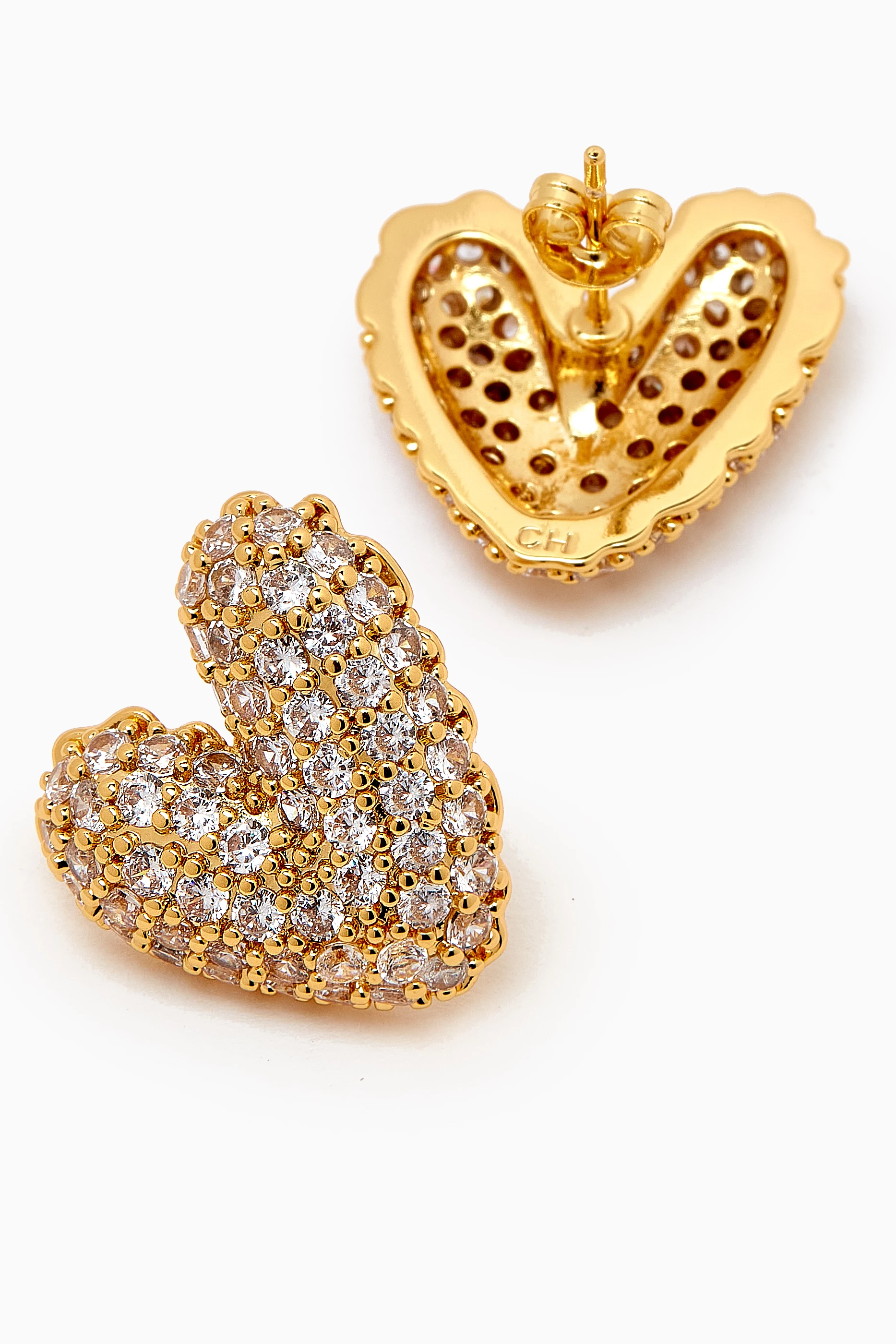 Gold heart cheap stud earrings