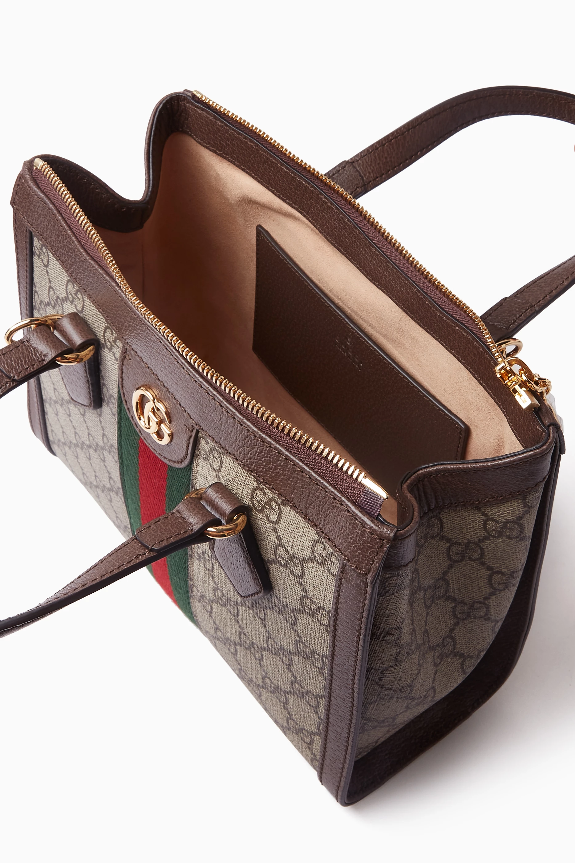 Buy Gucci Brown Small Ophidia Tote Bag in GG Supreme Canvas