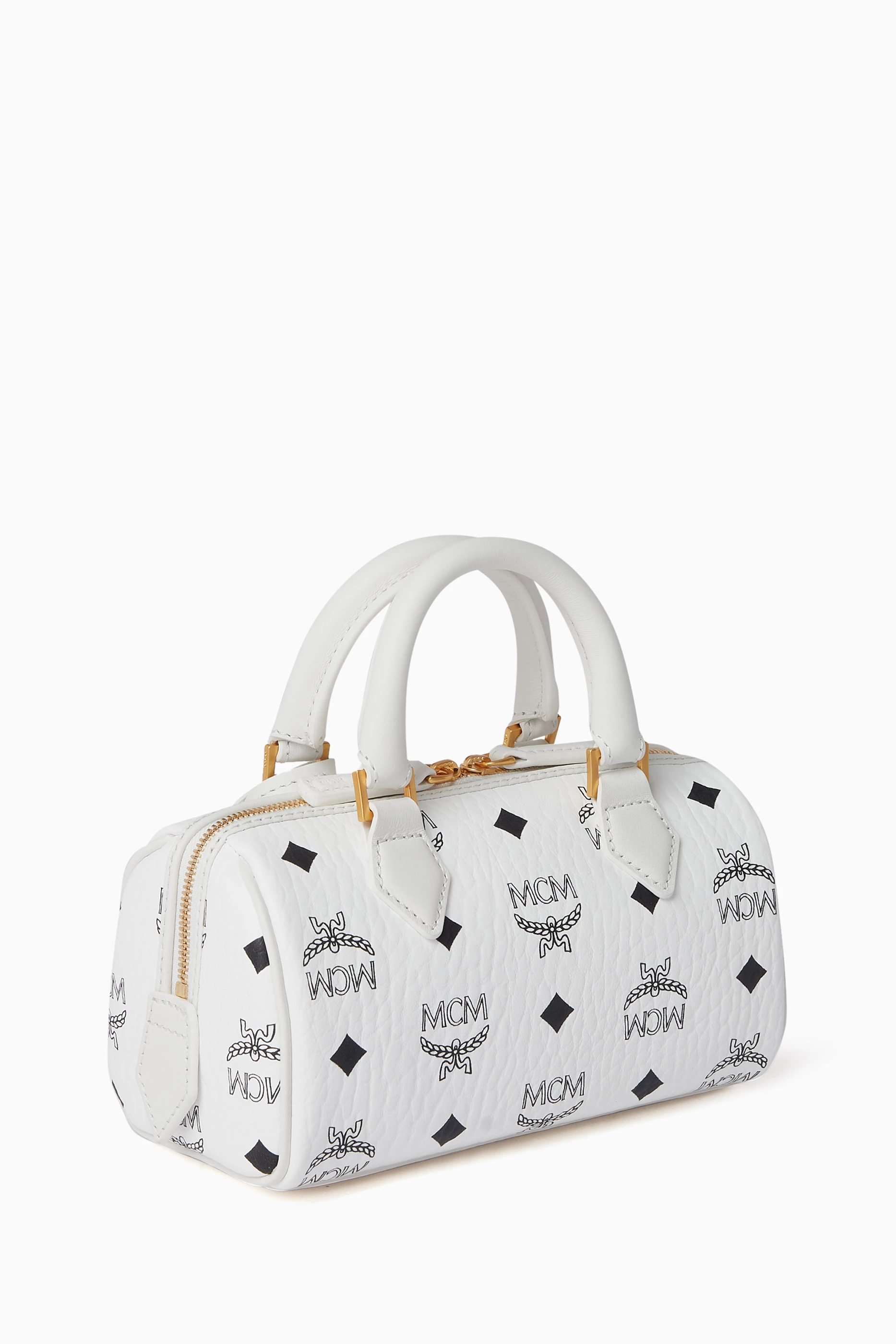 White mcm bag hot sale