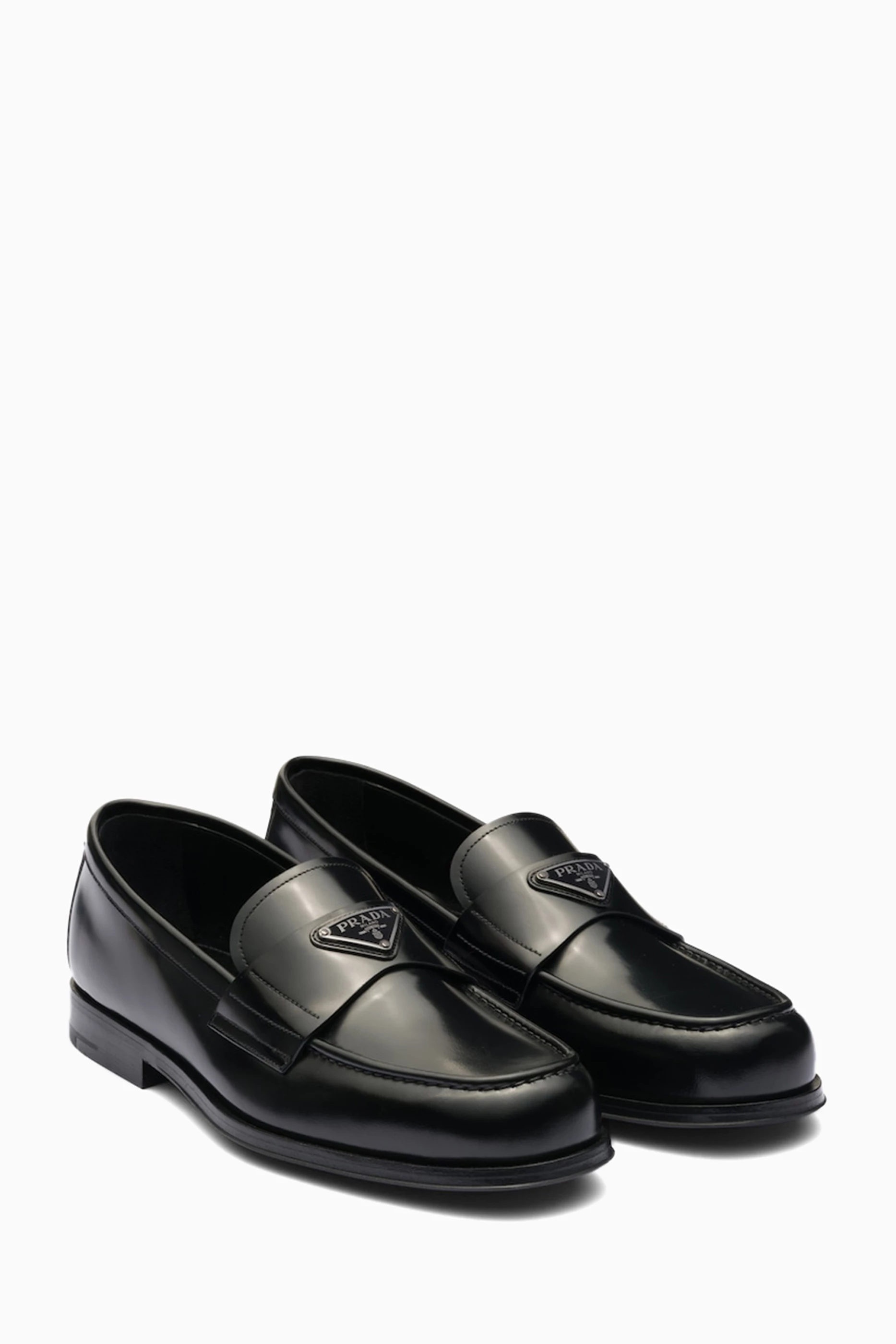 Prada brushed outlet leather loafers