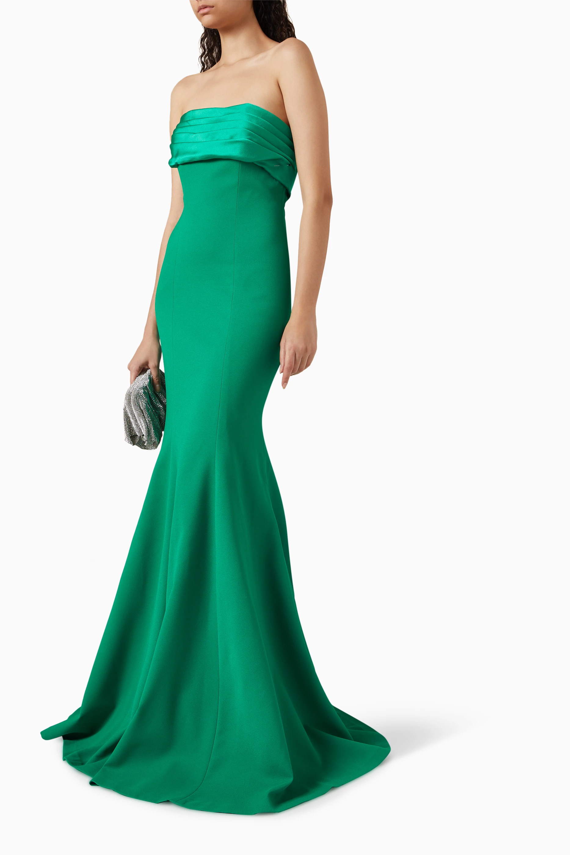 Green hot sale strapless dress
