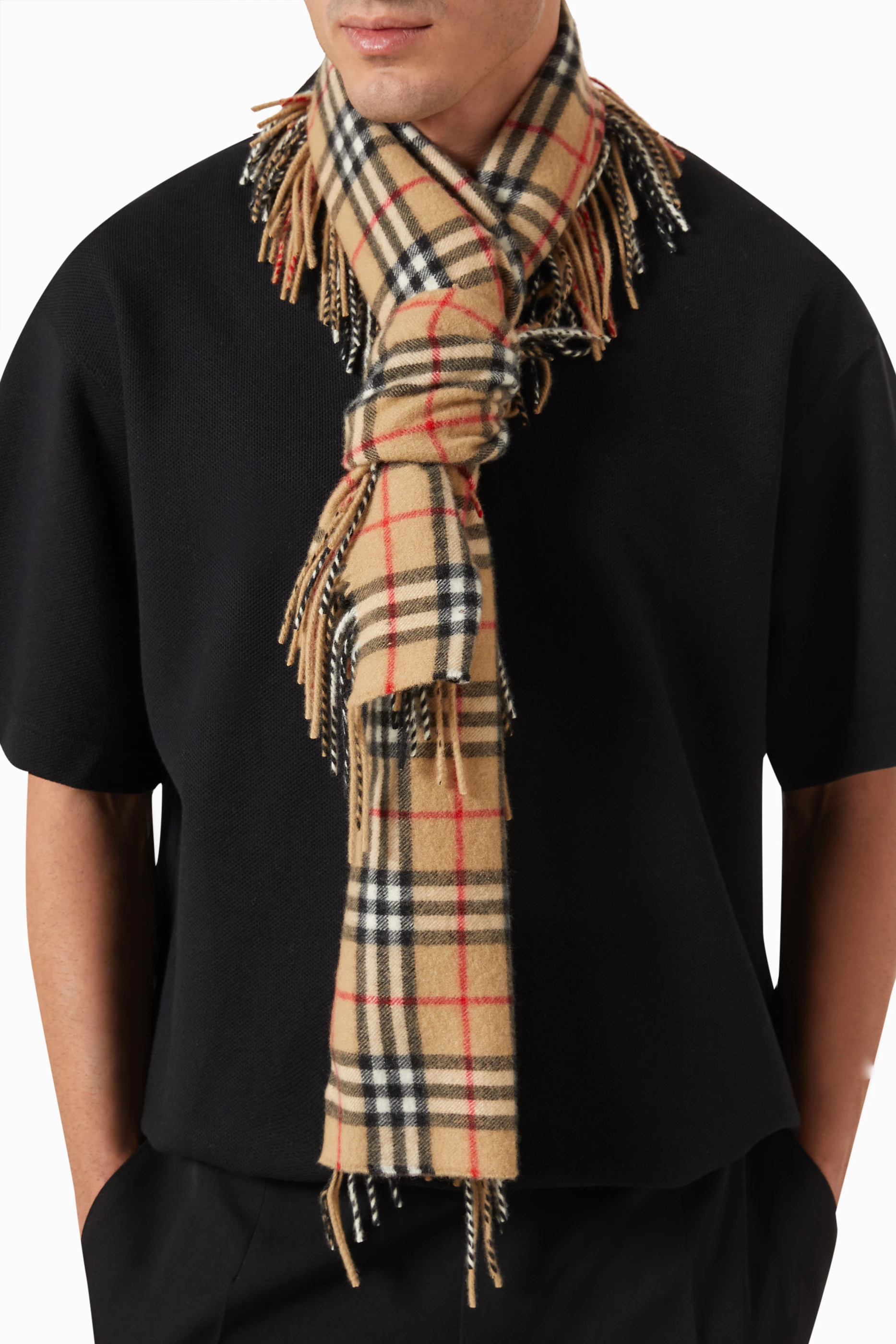 Burberry classic vintage check cashmere scarf online