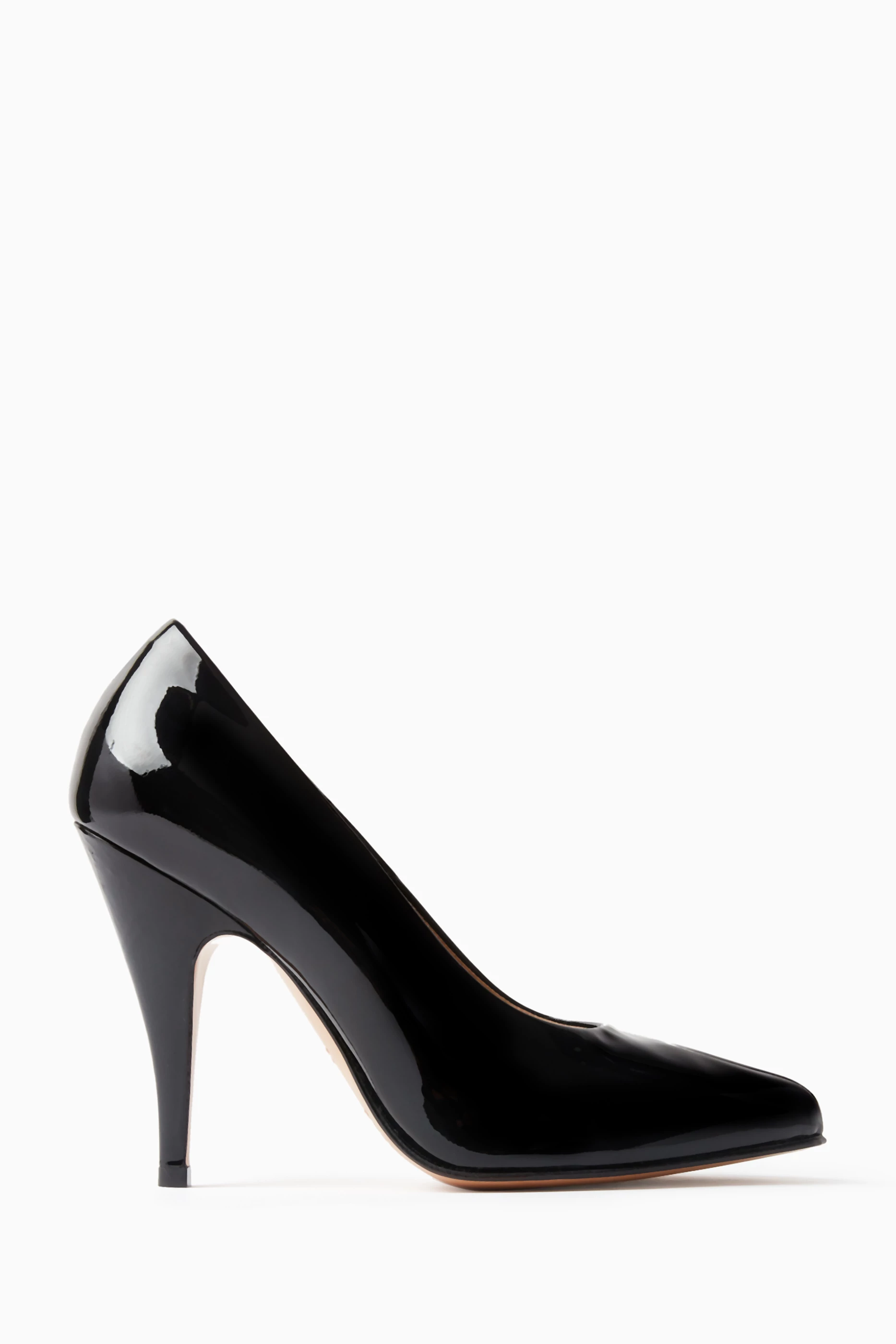 Buy Maison Margiela Black Tabi 110 Court Pumps in Patent Leather