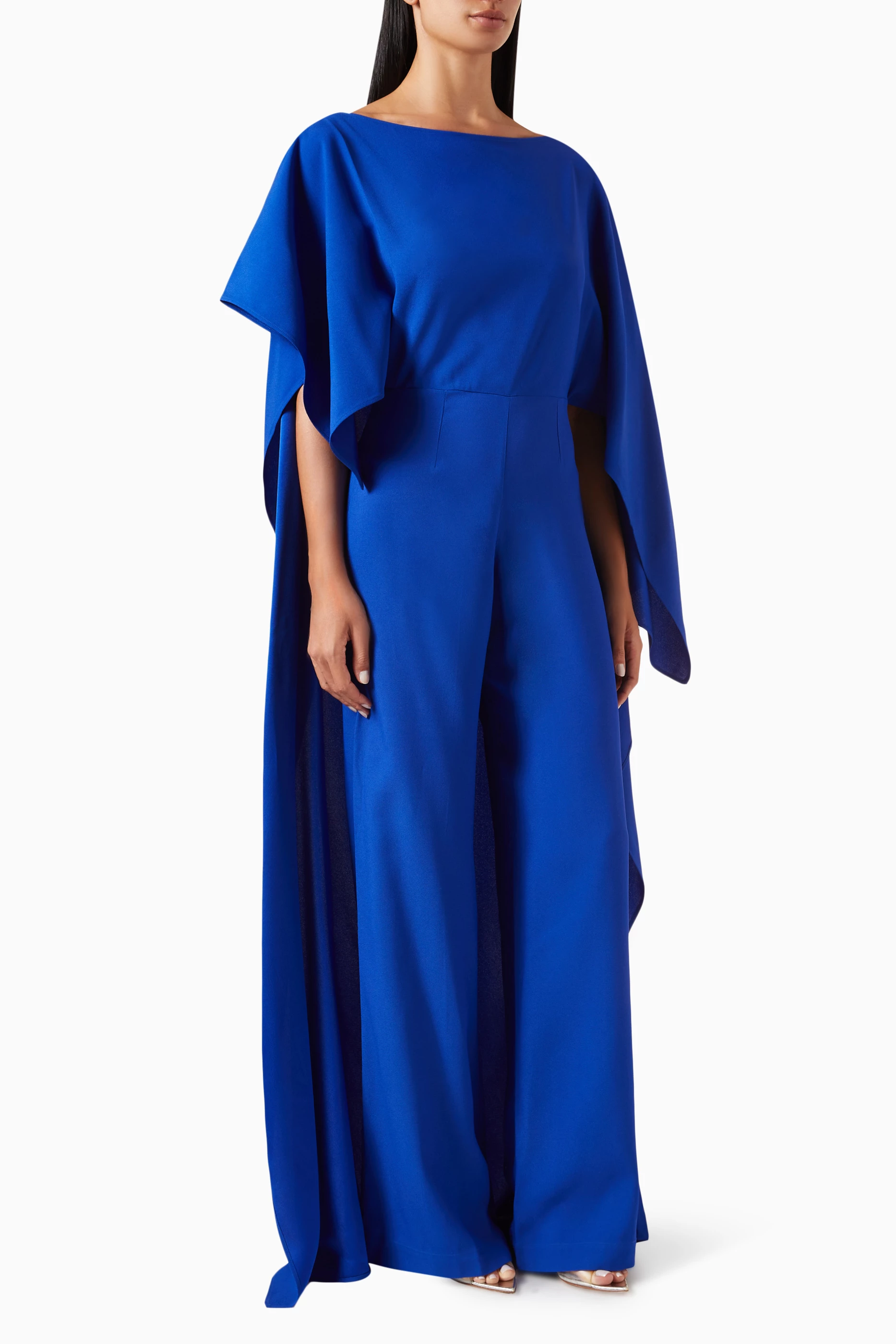 Buy Taller Marmo Blue Jerry Cape style Jumpsuit for Women in UAE