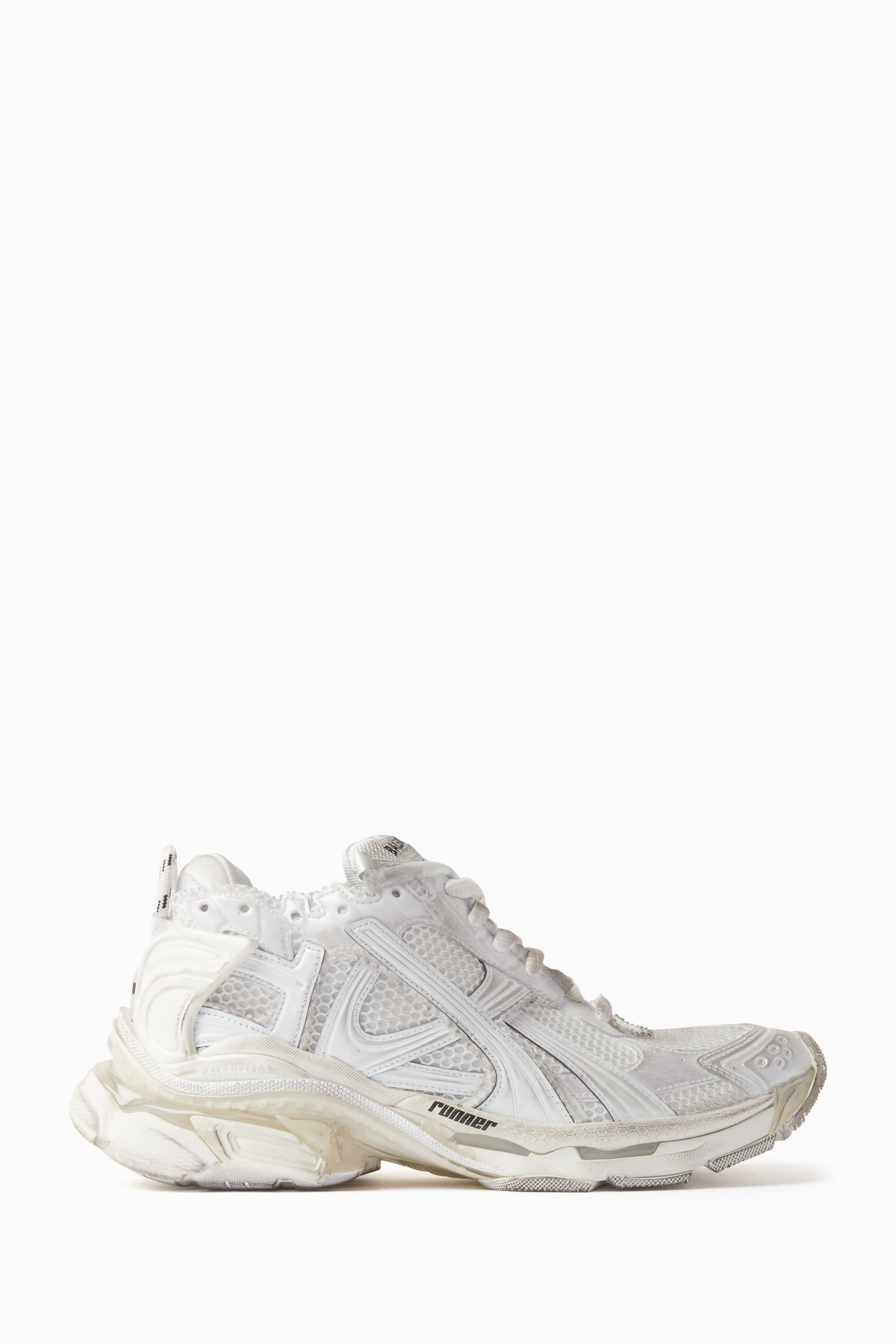Buy Balenciaga White Runner Sneakers in Mesh Nylon for Men in
