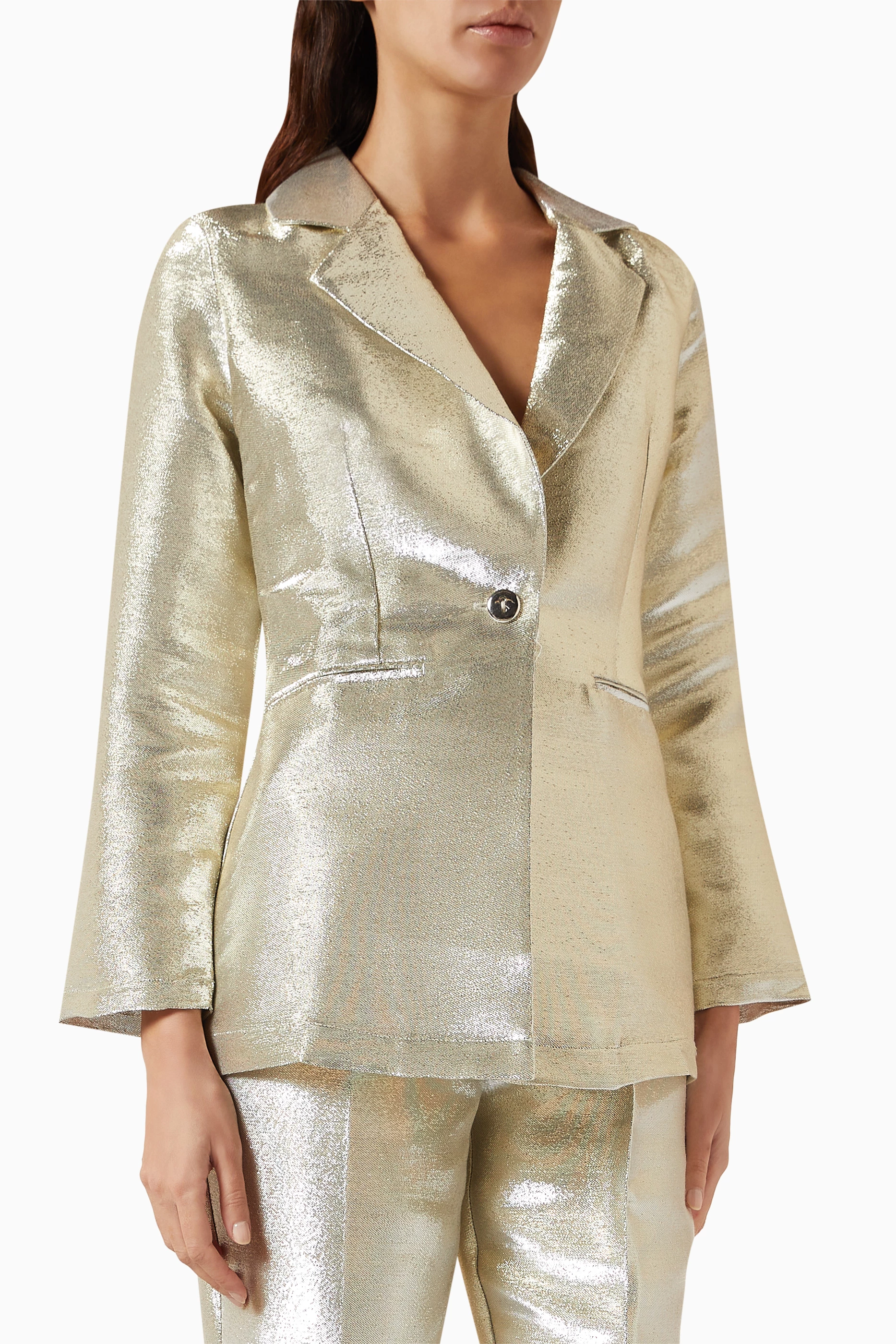 Buy Never Fully Dressed Silver 22 Blazer in Metallic Viscose for